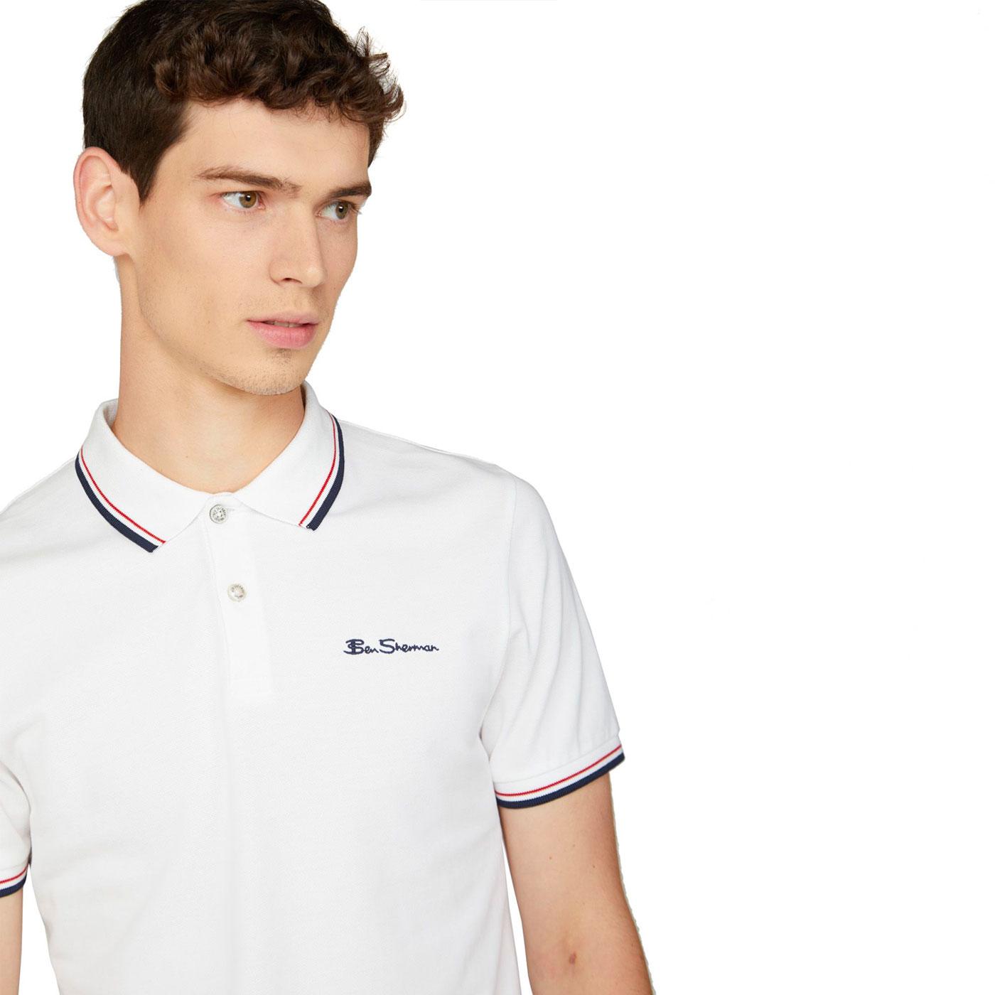 Ben Sherman Mod Tipped Signature Polo Top In White