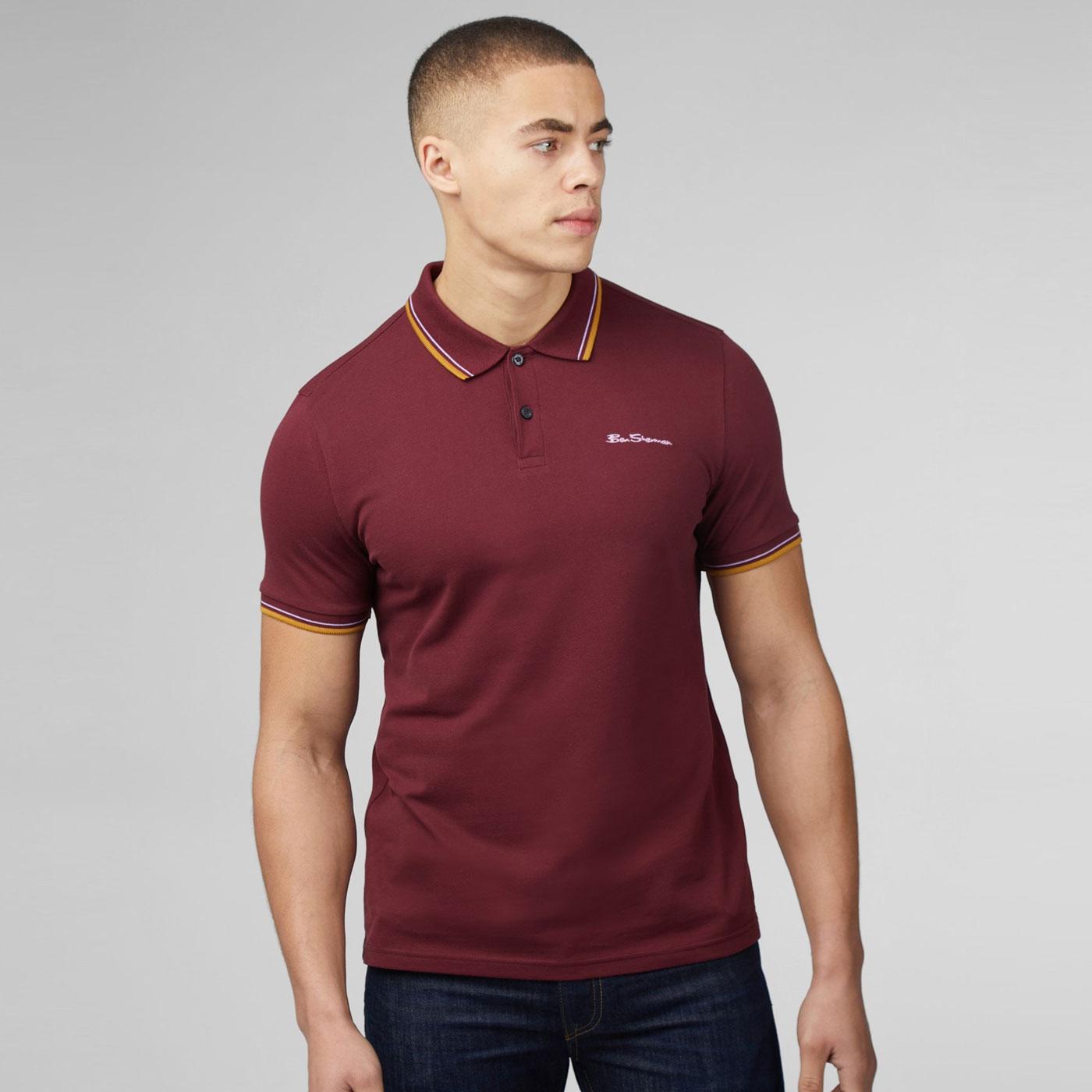 Ben Sherman Mod Tipped Signature Pique Polo Shirt In Port