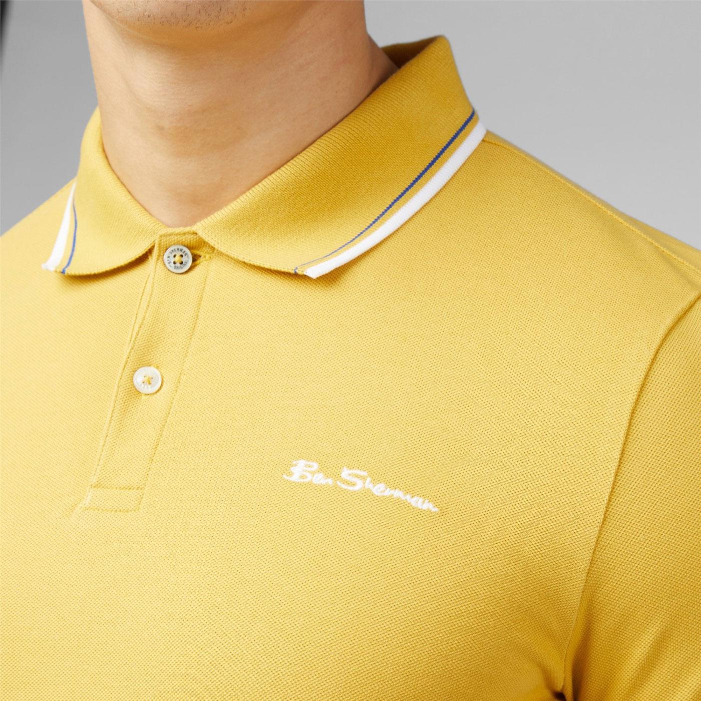 Ben Sherman Mod Tipped Signature Pique Polo Shirt In Sunflower