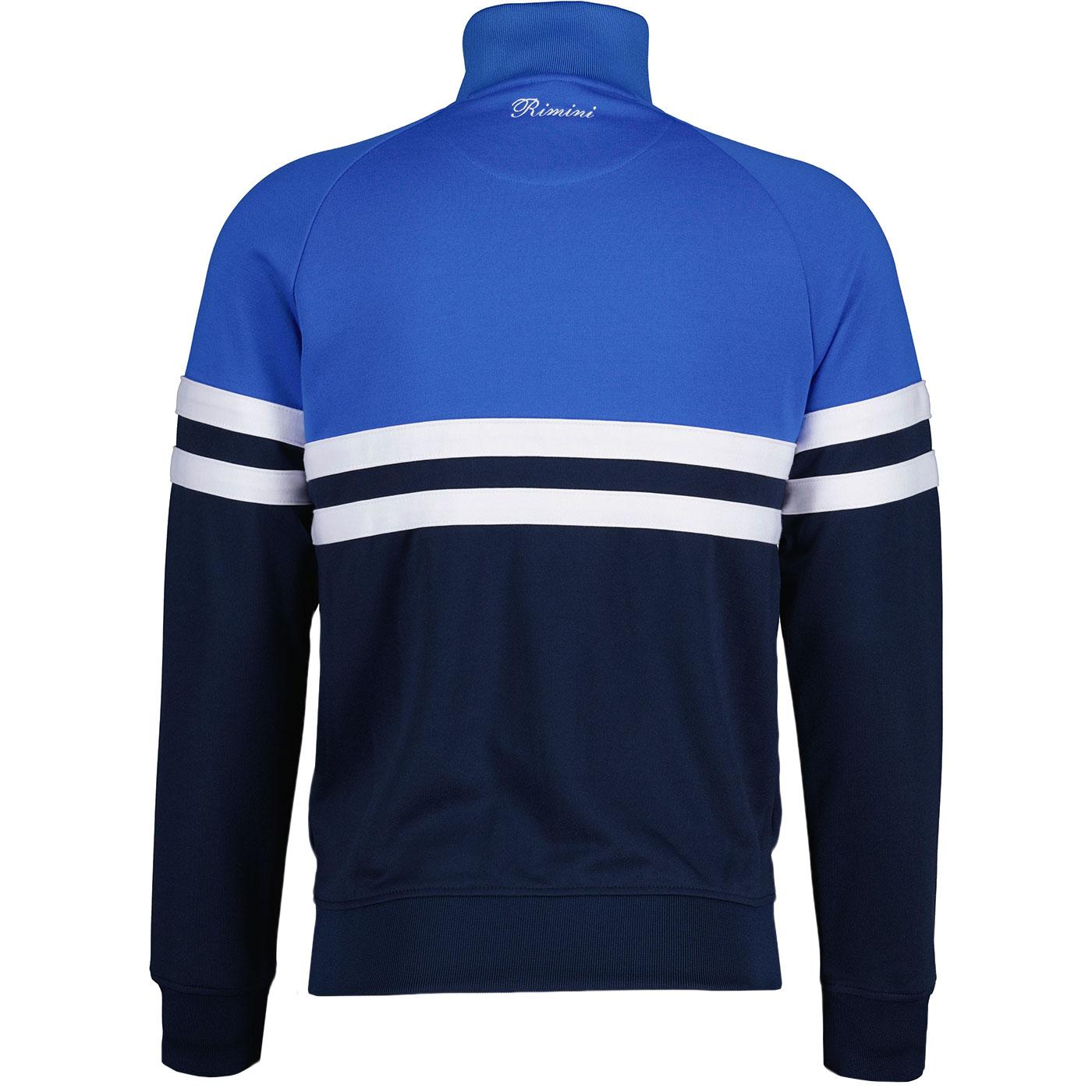 RIMINI ELLESSE Retro 80s Casuals Track Top In Blue Navy White