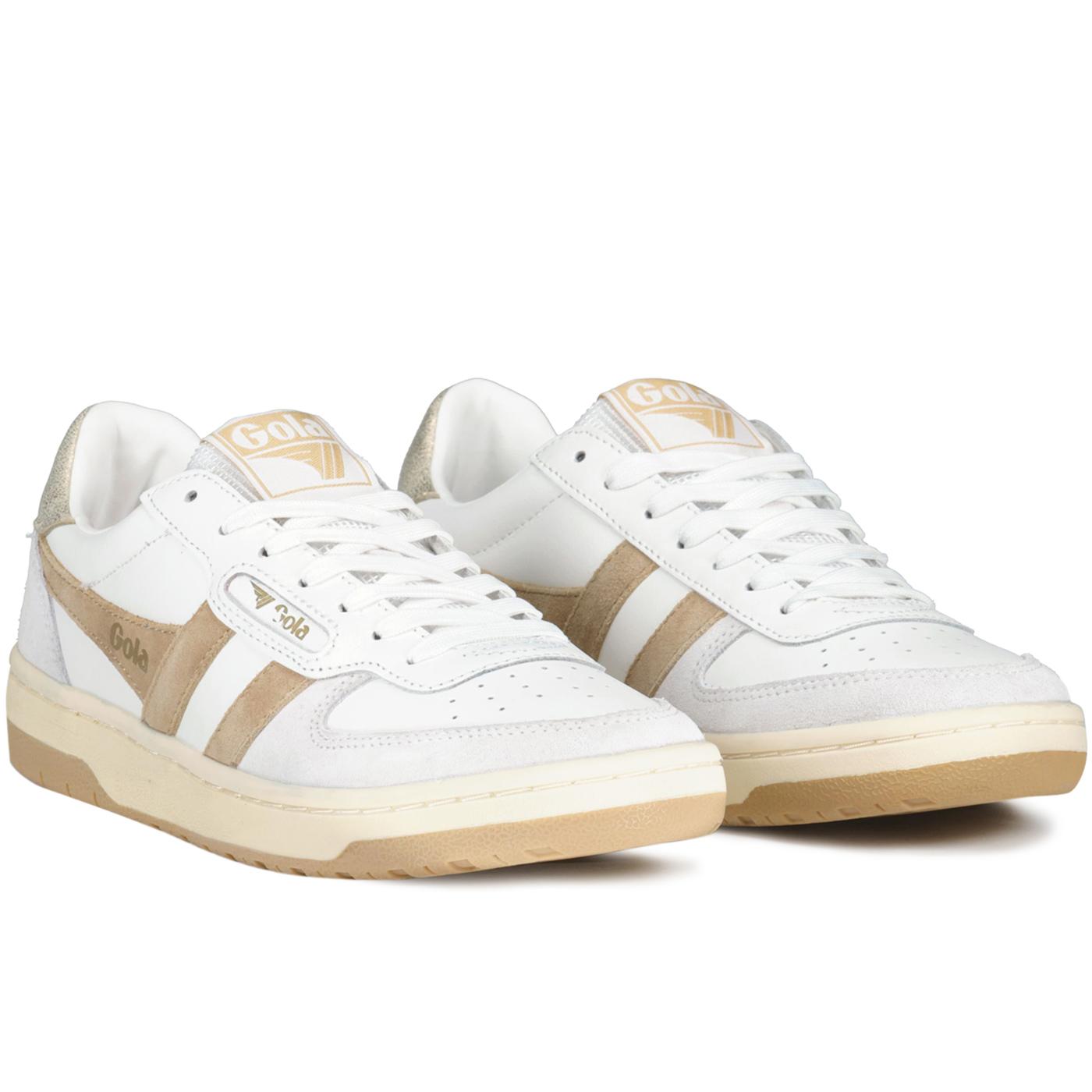 Gola Hawk Classics Retro S Leather Trainers White Caramel