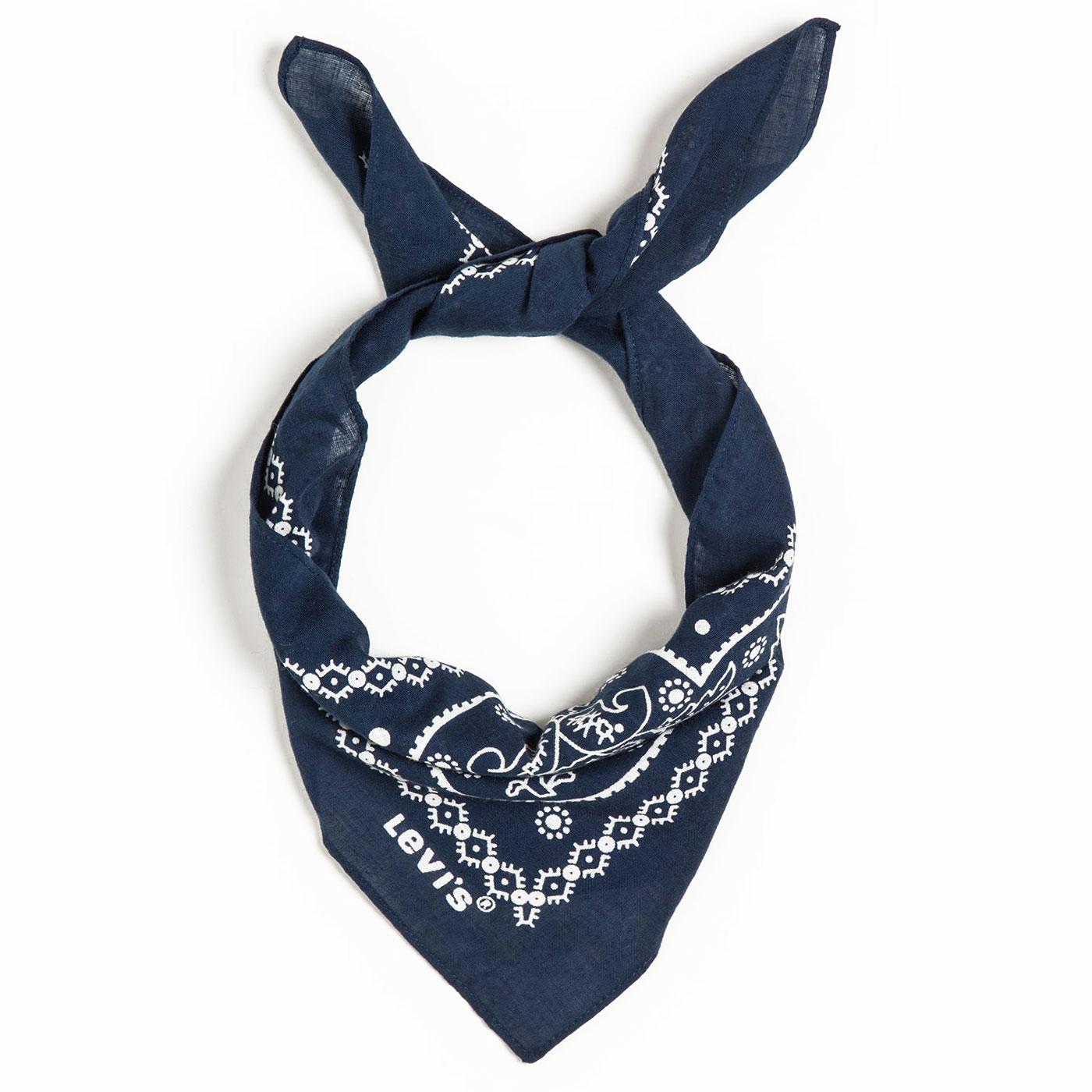 Levi S Retro Western Paisley Cotton Bandana In Navy Blue