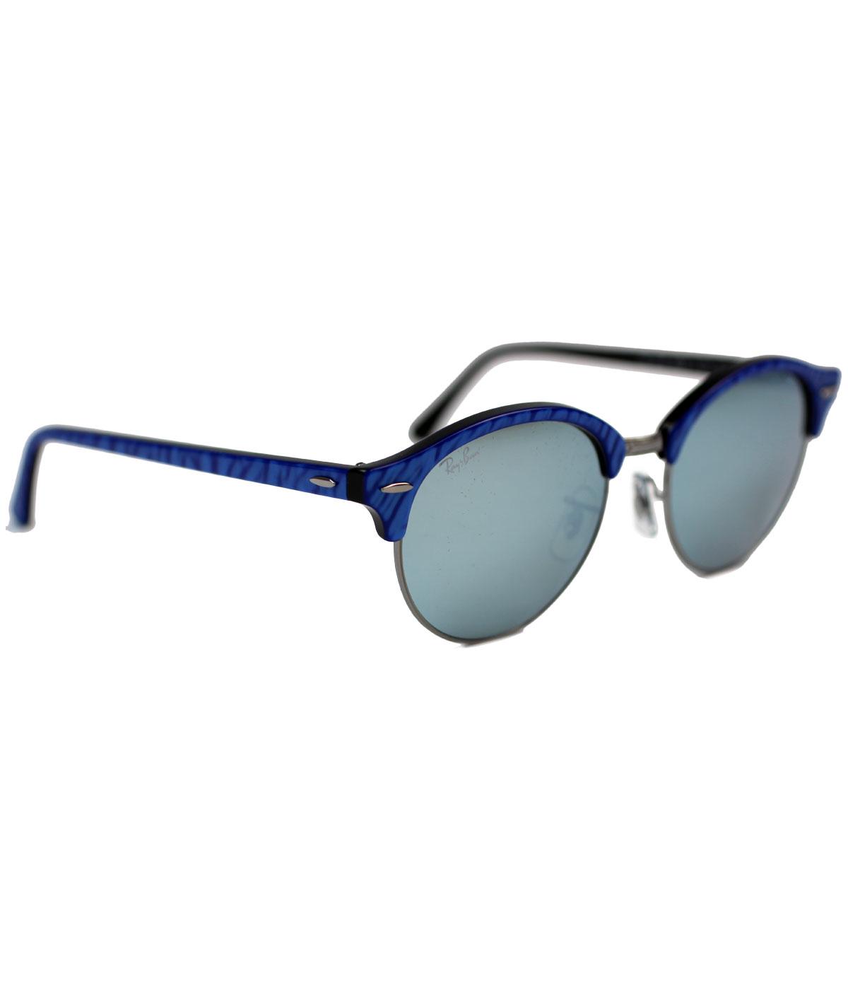 Ray Ban Clubround Retro Mod S Sunglasses In Blue Mirror