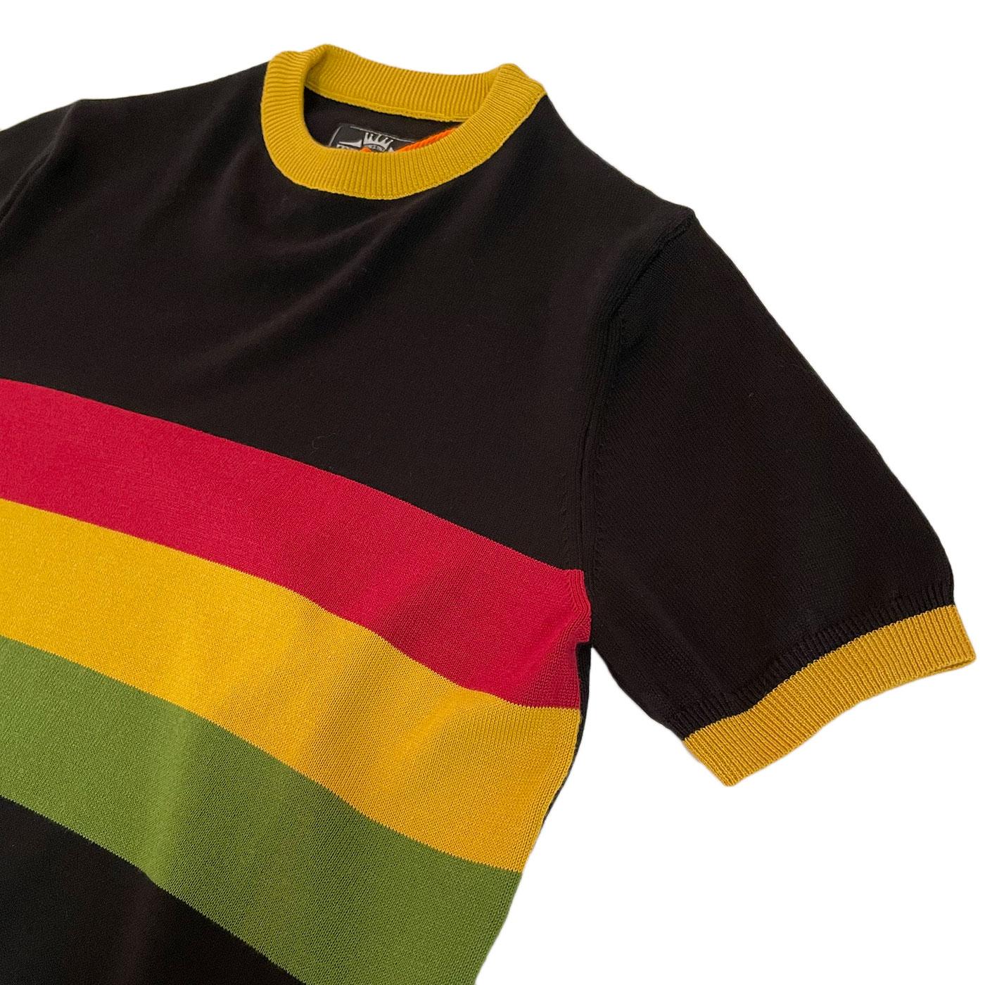 Trojan Records Retro Mod Ska Knitted Rasta Stripe Tee