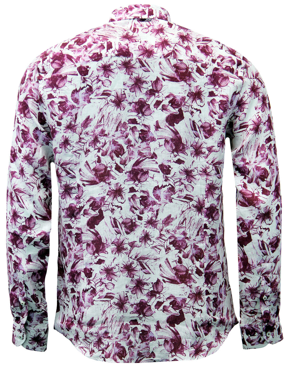 1 LIKE NO OTHER Franz Retro 1970s Floral Linen Shirt in Magenta