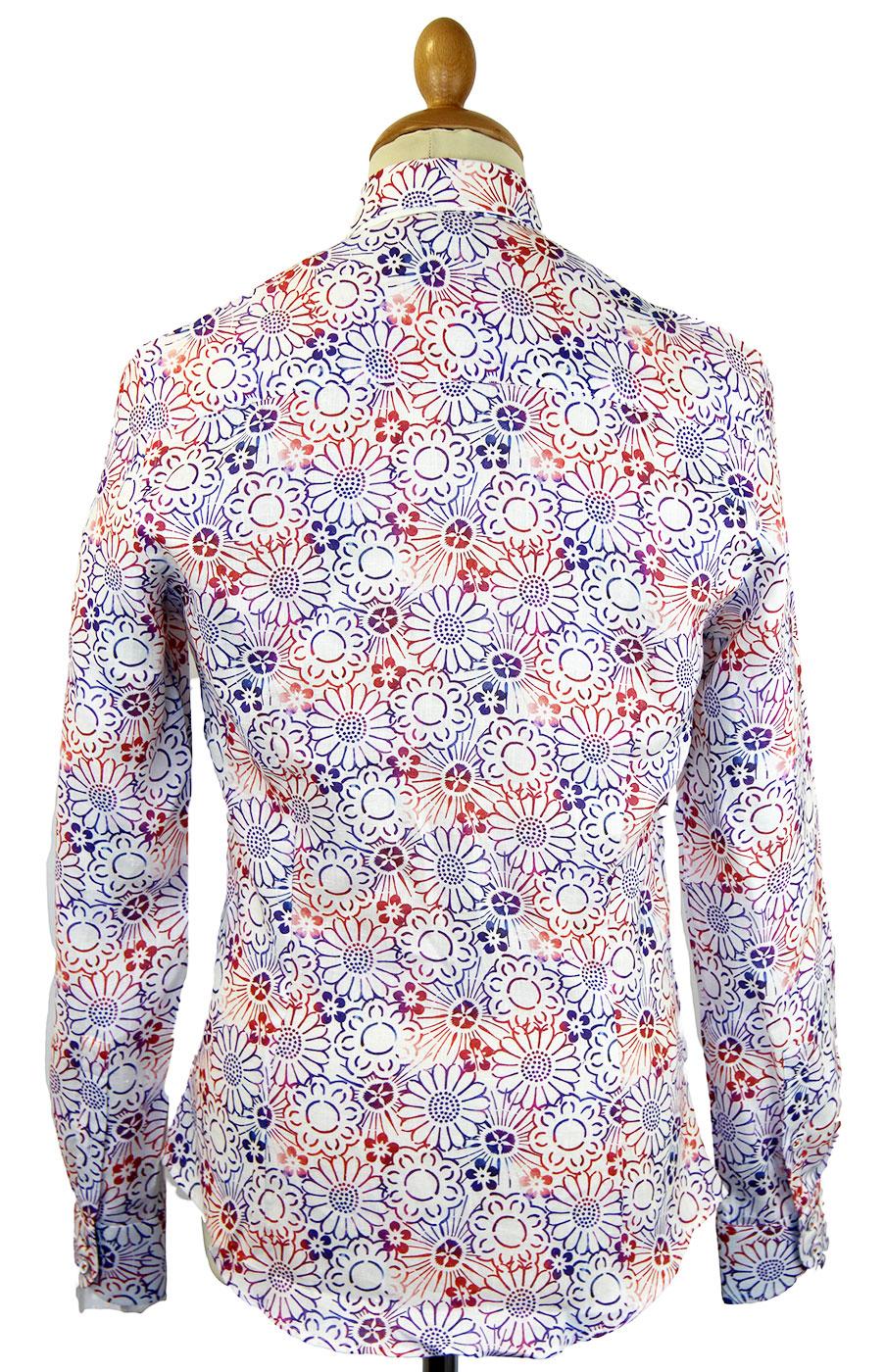 1 LIKE NO OTHER Floral Linen Retro Mod Gradient Stencil Shirt