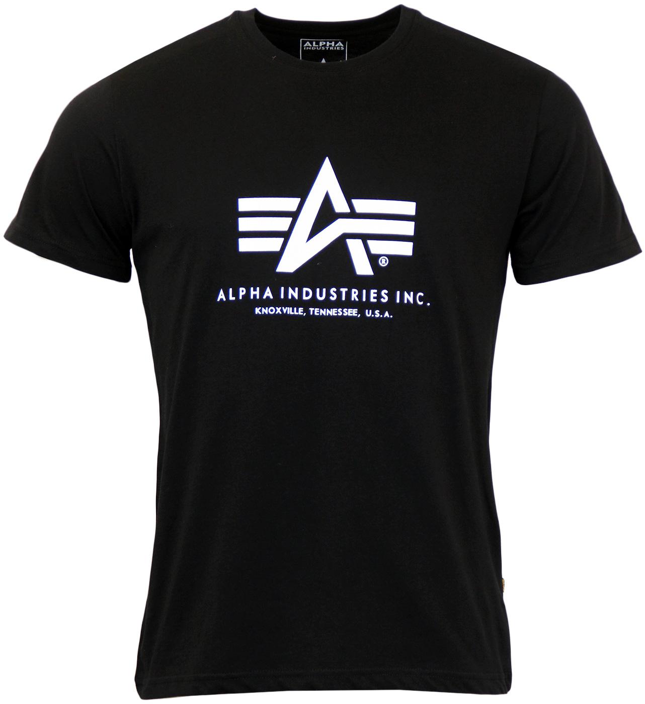 ALPHA INDUSTRIES Retro Mod Contrast Logo T-Shirt in Black