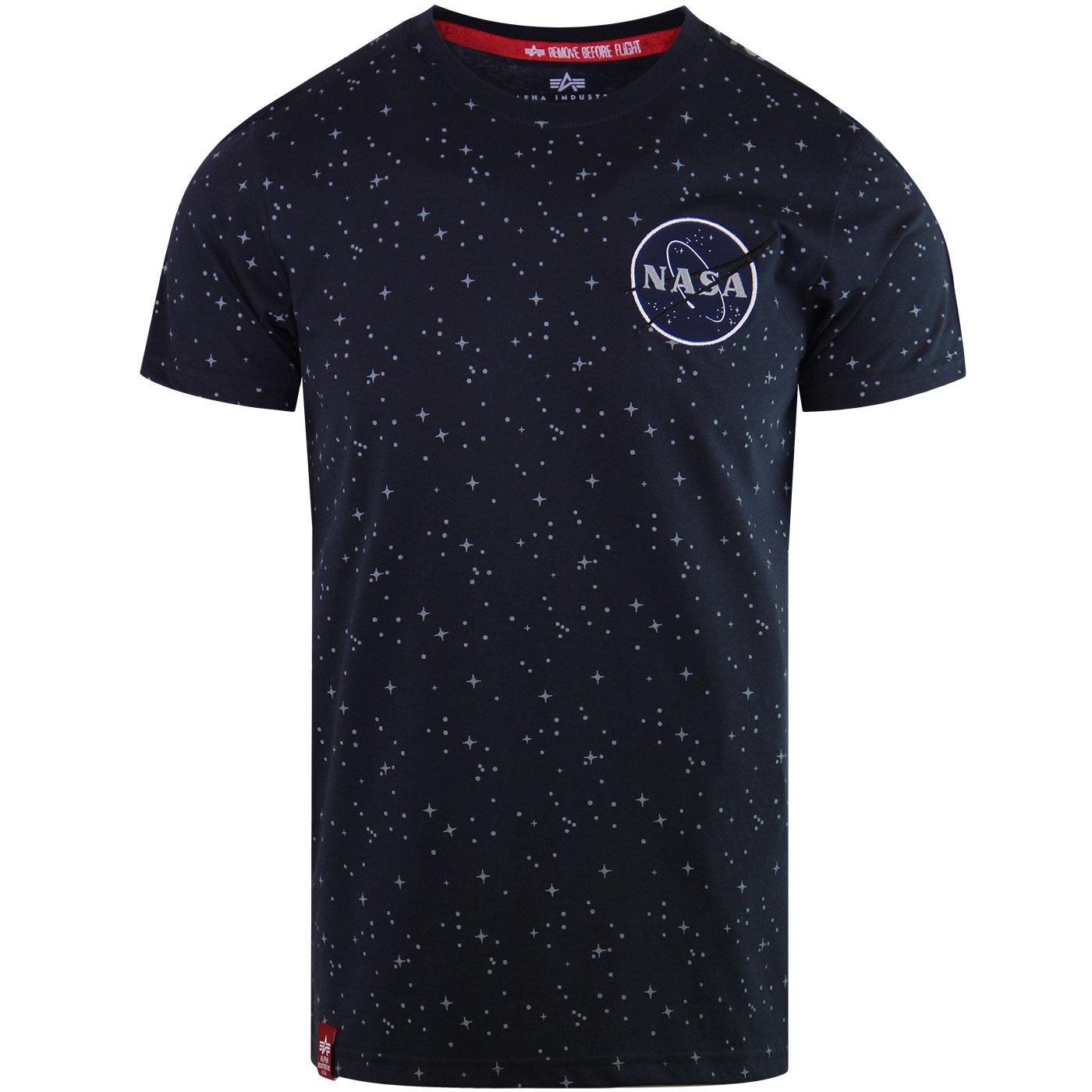 NASA T-shirt Retro Navy Starry ALPHA Tape in INDUSTRIES