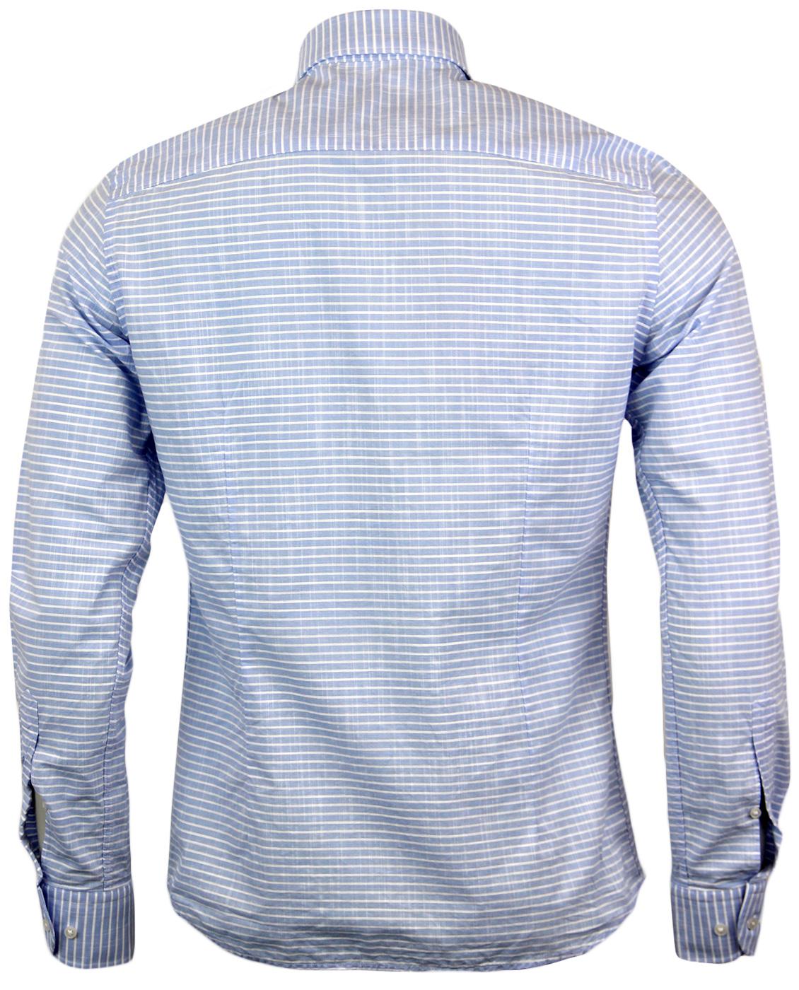 B D BAGGIES Dexter Retro Mod 60s Striped Shirt in Blue/White