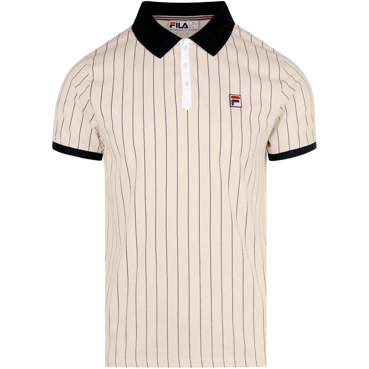 FILA VINTAGE BB1 Retro 70s Tennis Polo Shirt in Sand Dollar