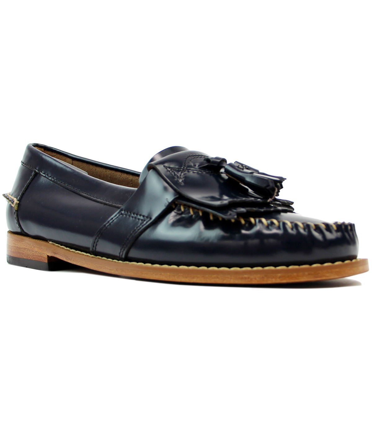 BASS WEEJUNS Elspeth Kiltie Retro Mod 60s Loafers in Navy