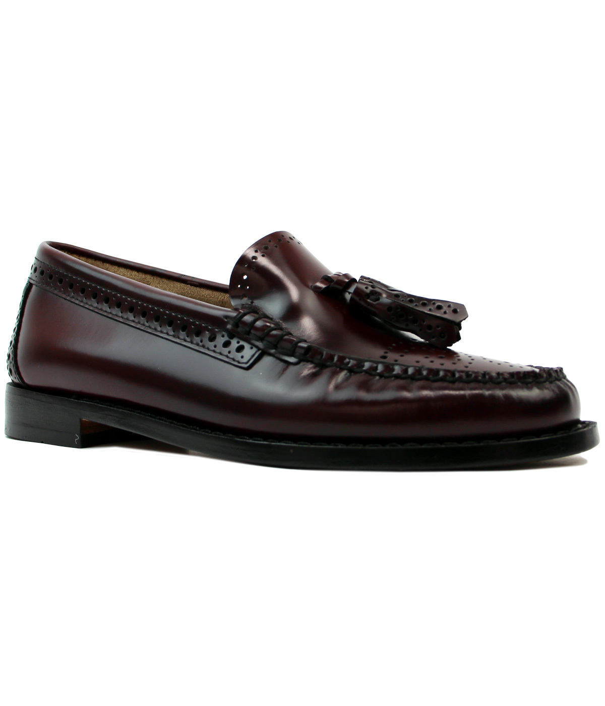 BASS WEEJUNS Estelle Retro Mod 60s Brogue Loafers in Wine