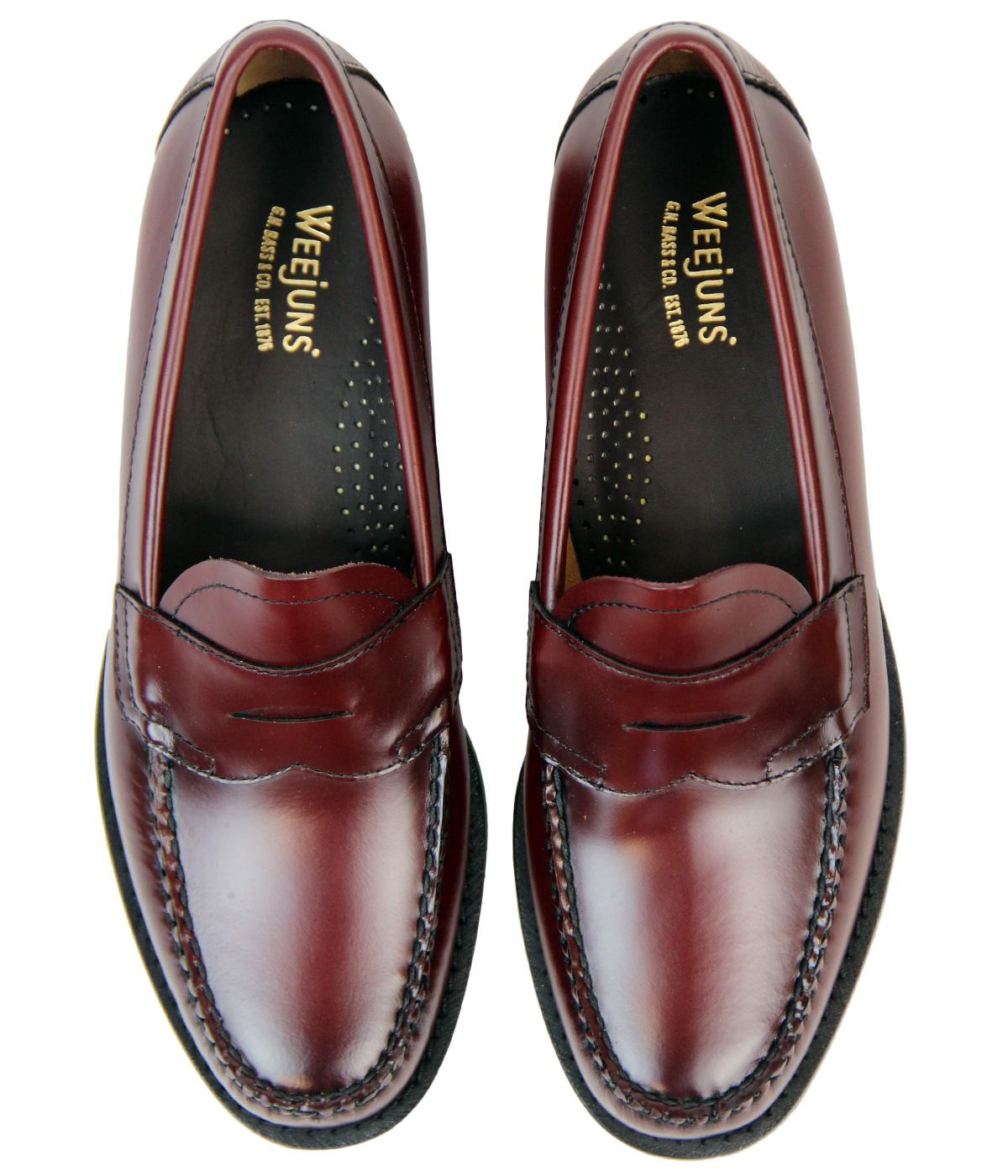 BASS WEEJUNS Logan Retro 60s Mod Classic Penny Loafer Shoes Wine