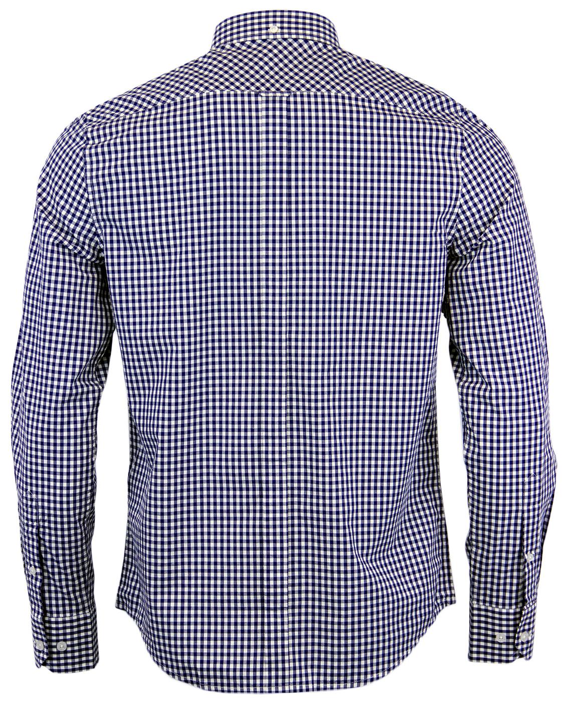 BEN SHERMAN Retro Mod Sixties Mens Gingham Shirt in Blue