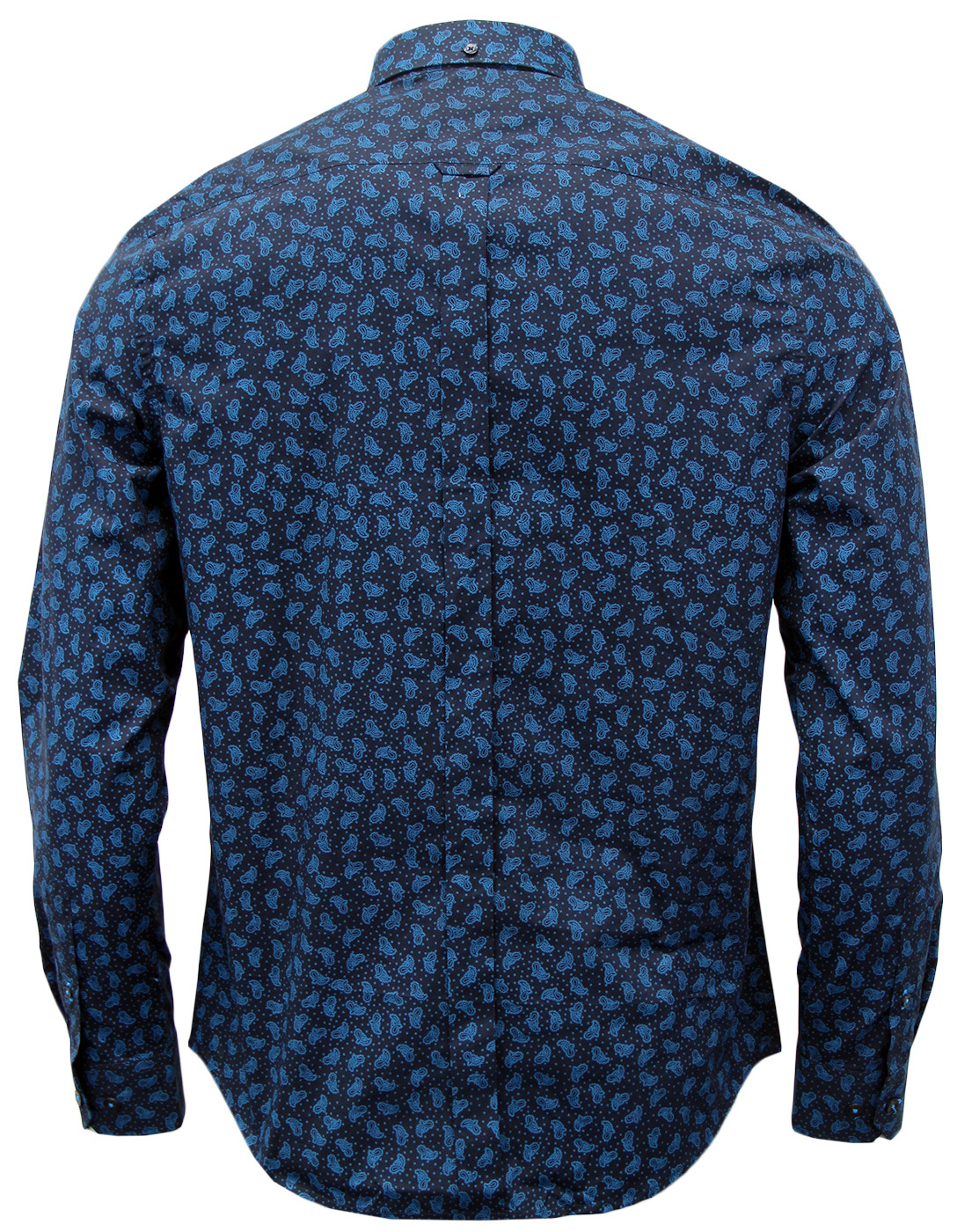 BEN SHERMAN Retro Mod Sixties Paisley Dot Shirt in Vivid Blue