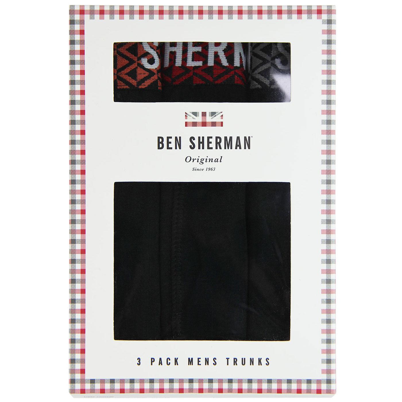Beacon BEN SHERMAN 3 Pack Retro Trunks (Black)