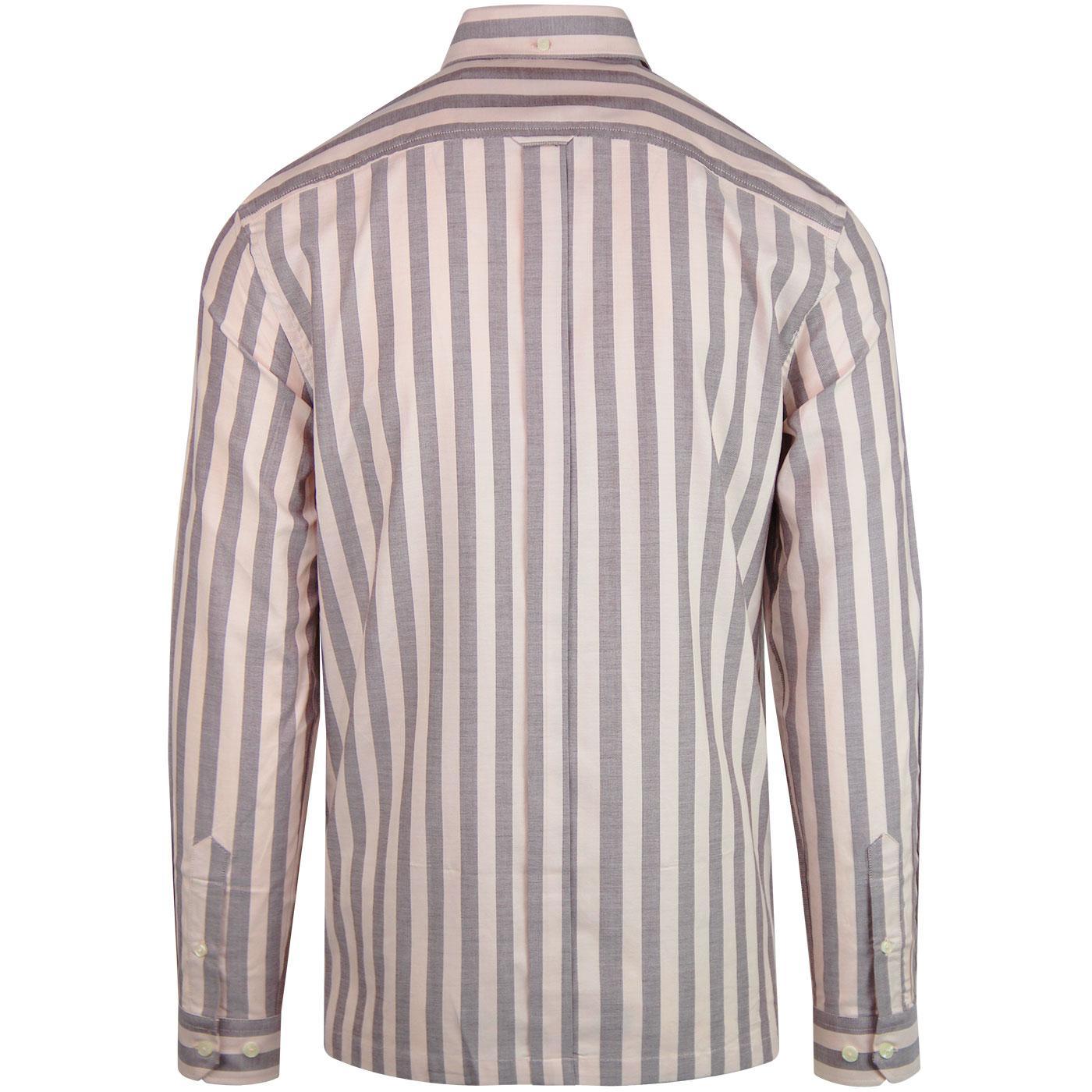 BEN SHERMAN Ivy Oxford Stripe 1960s Mod Shirt (Light Pink)