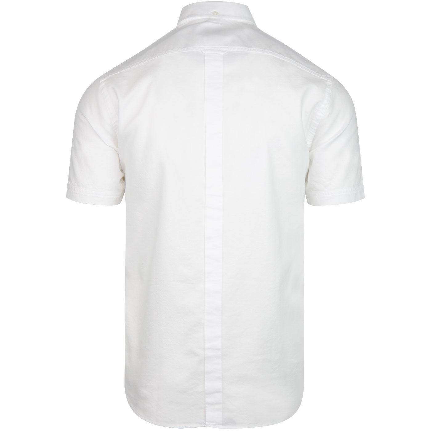 BEN SHERMAN Retro Mod Short Sleeve Oxford Shirt in White