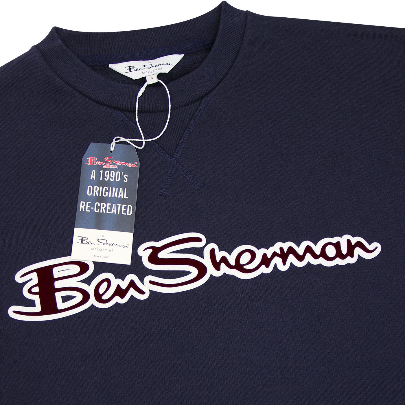 BEN SHERMAN Retro Archive Logo Carrier Sweatshirt in Navy