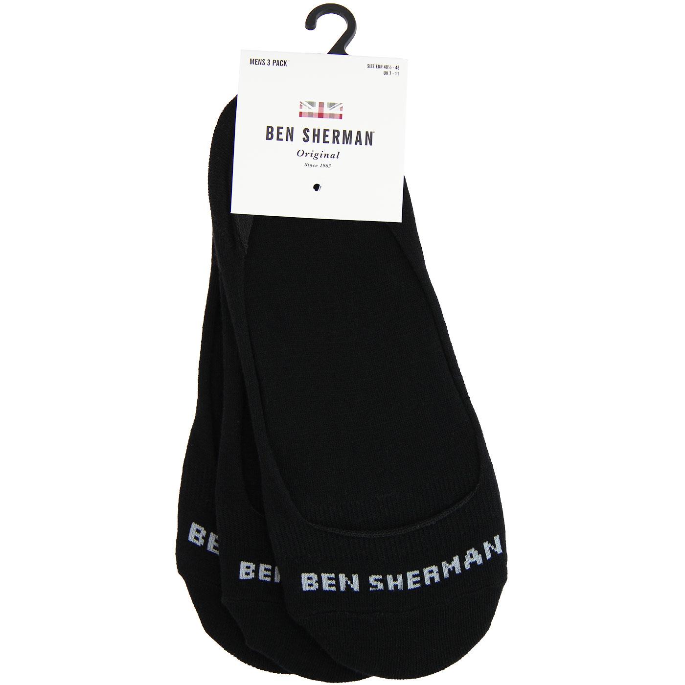 + Makalu BEN SHERMAN 3 Pack Invisible Socks BLACK