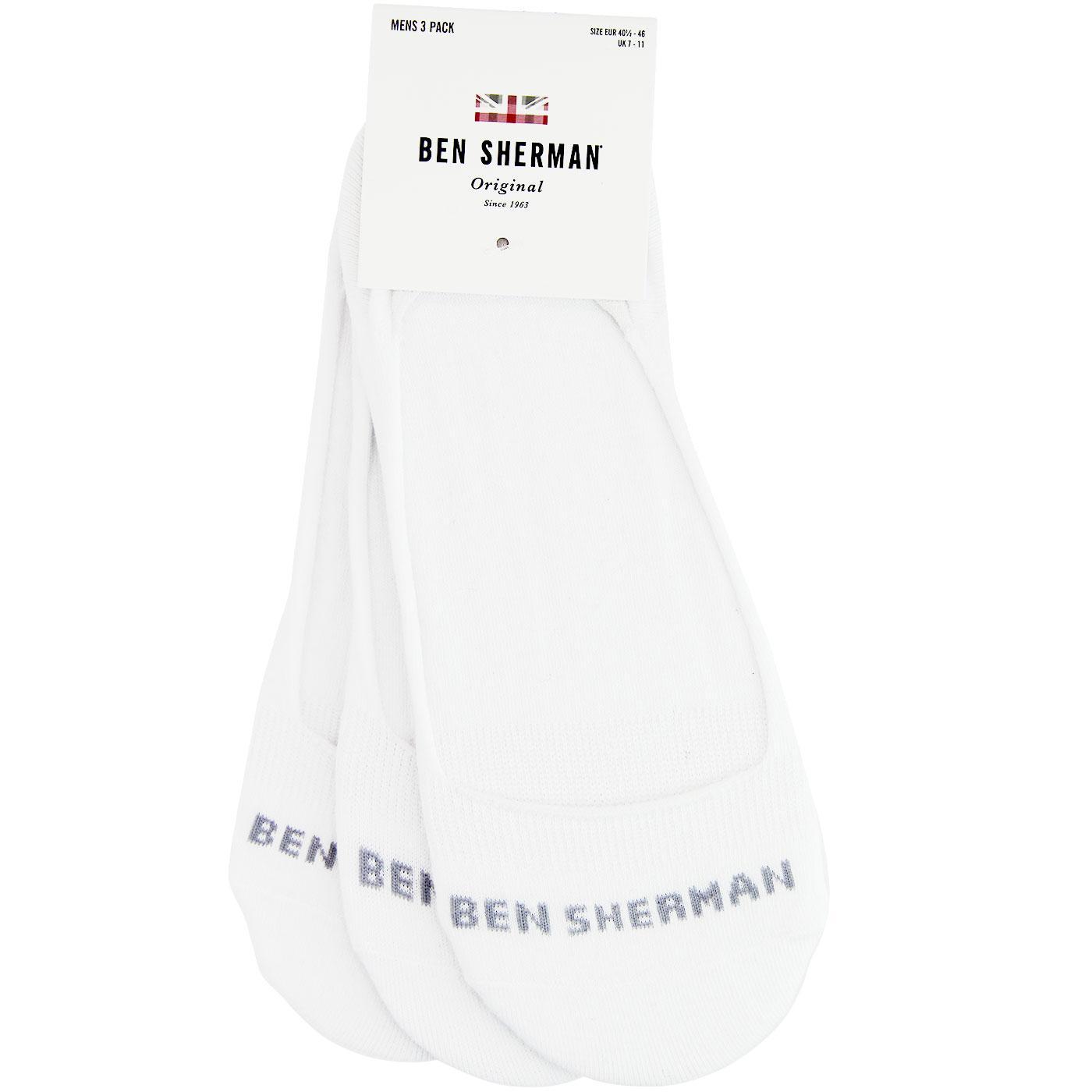 + Makalu BEN SHERMAN 3 Pack Invisible Socks WHITE