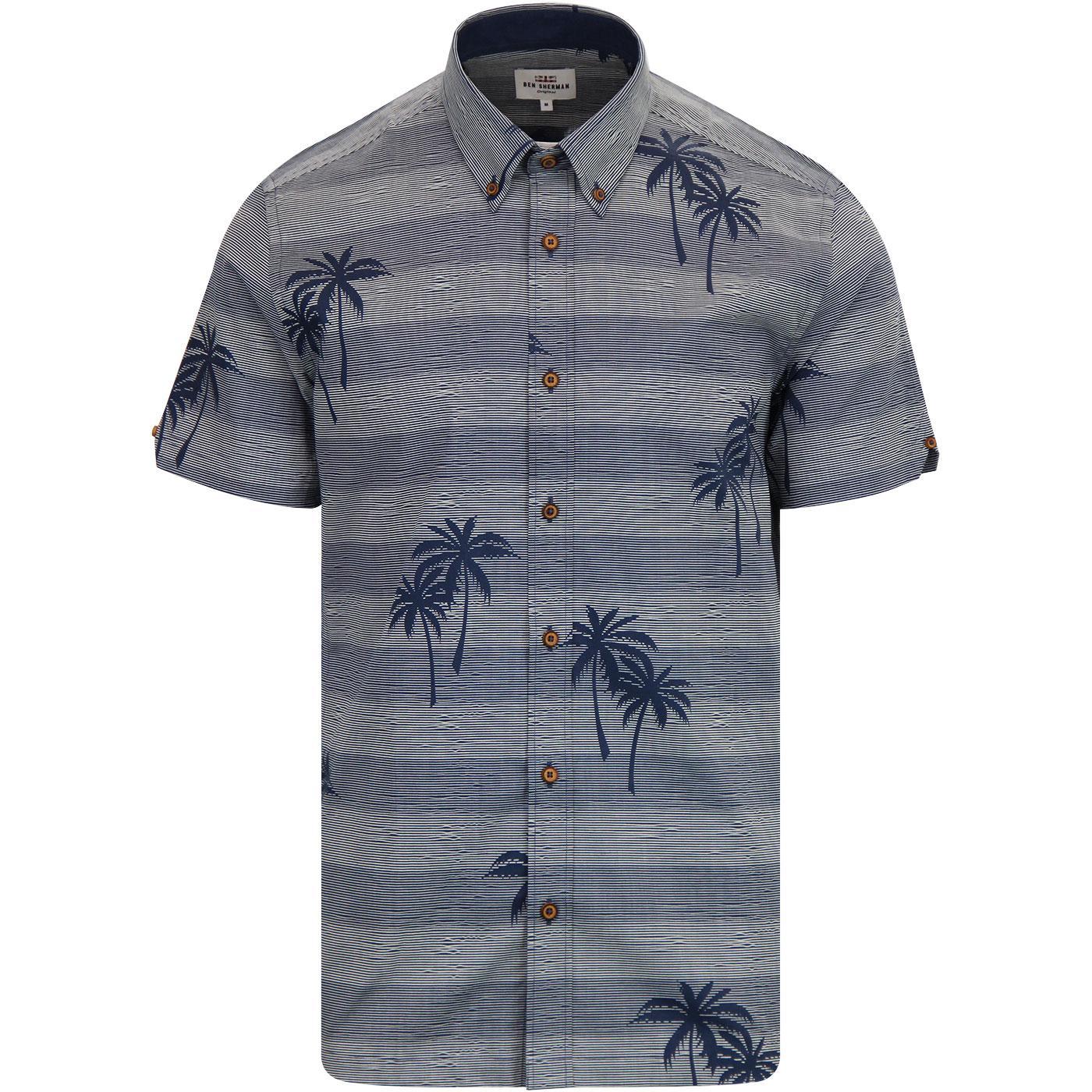 BEN SHERMAN Summer Retro Stripe Tropical Shirt 