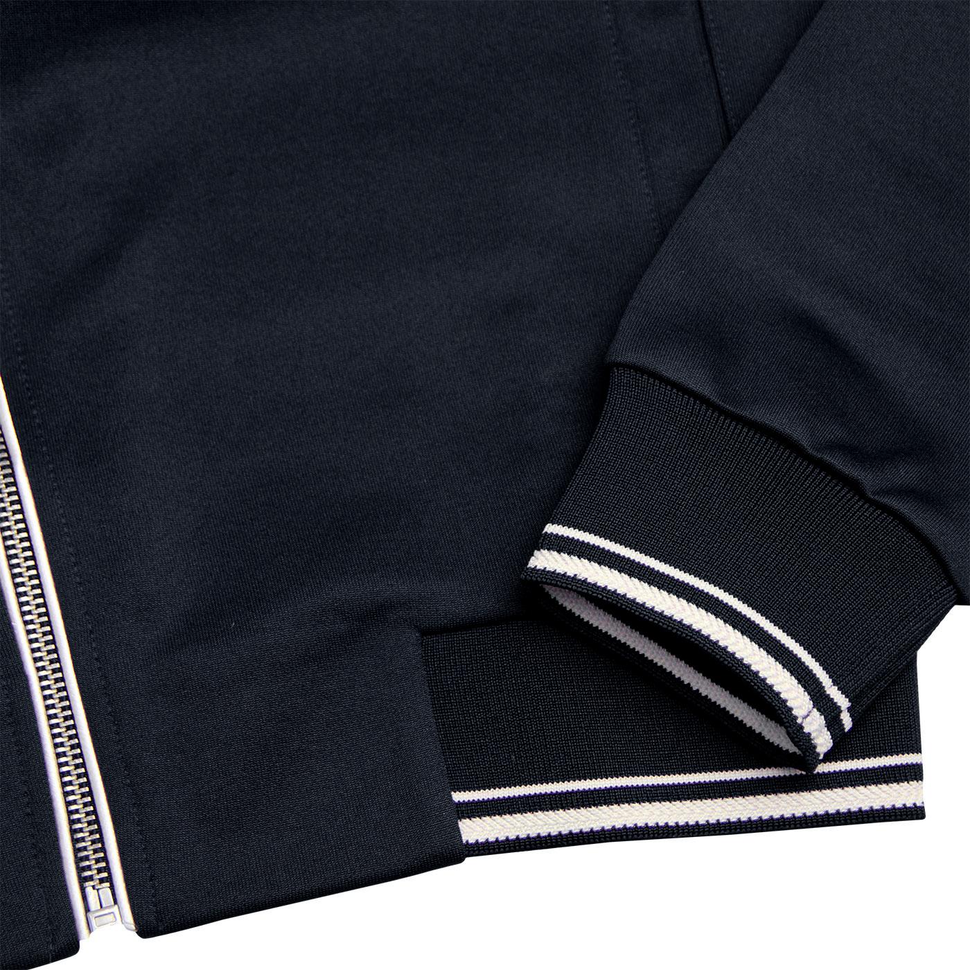 Mod Tricot Polo Neck Track Top in Navy