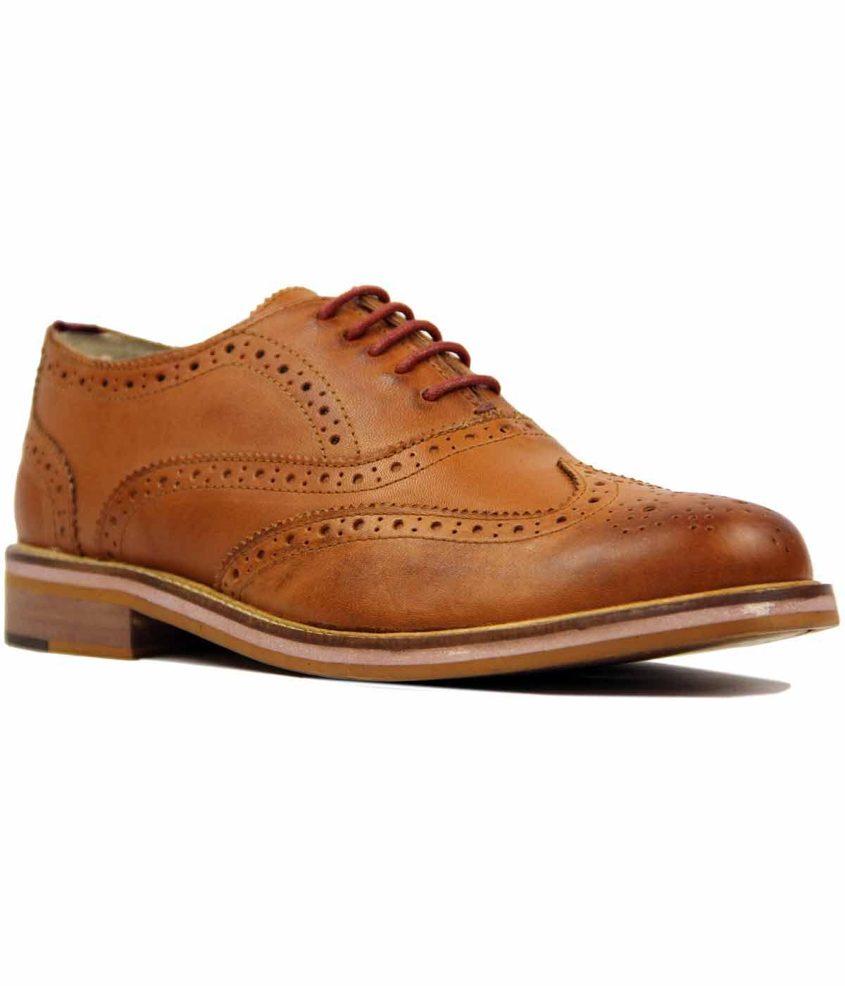 Offense Sage most BEN SHERMAN Deon Retro 60s Mod Oxford Brogue Shoes in Cognac