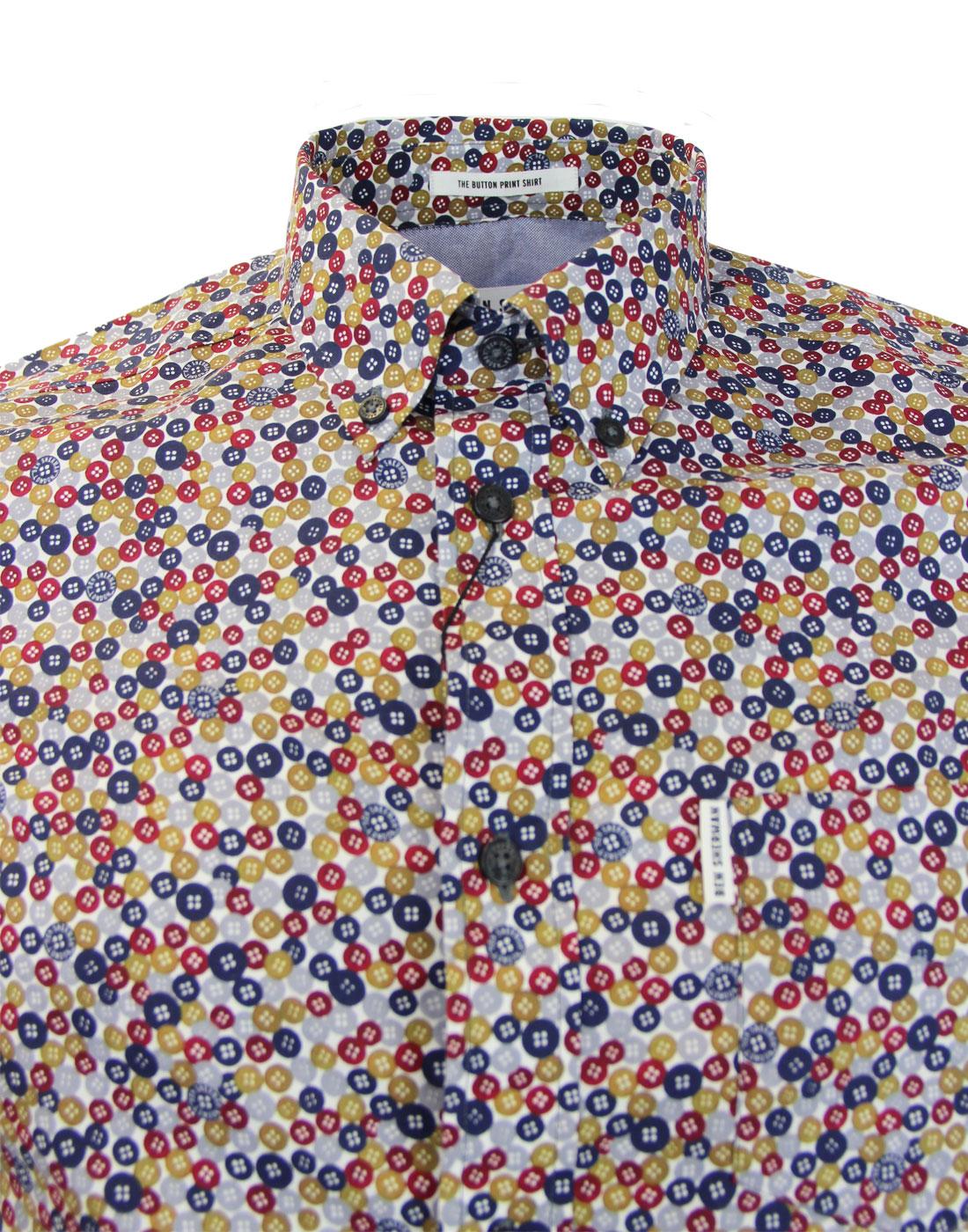 BEN SHERMAN Digital Button Mod Indie Button Print in Navy