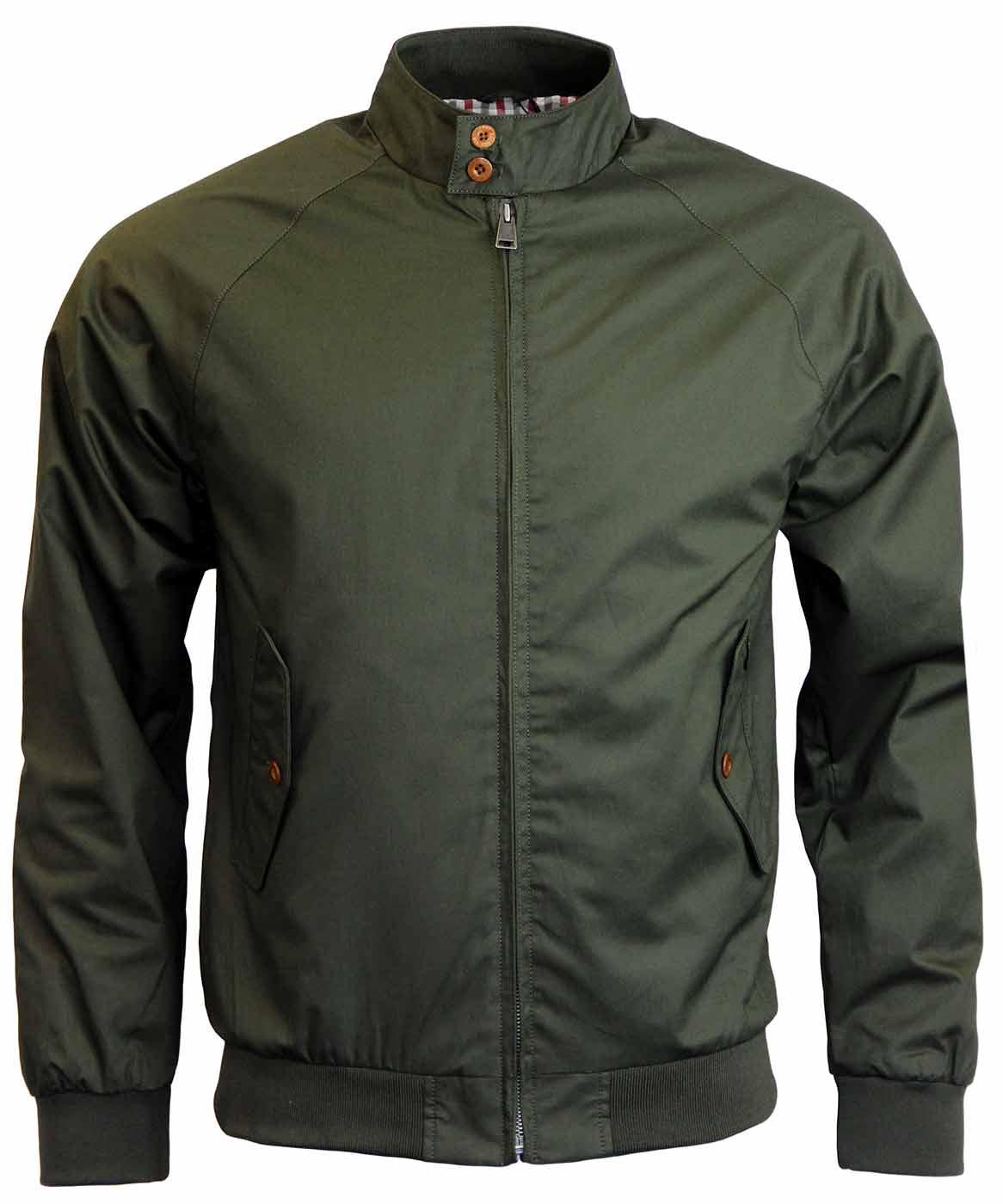 BEN SHERMAN Retro Mod Harrington Jacket In Peat Green