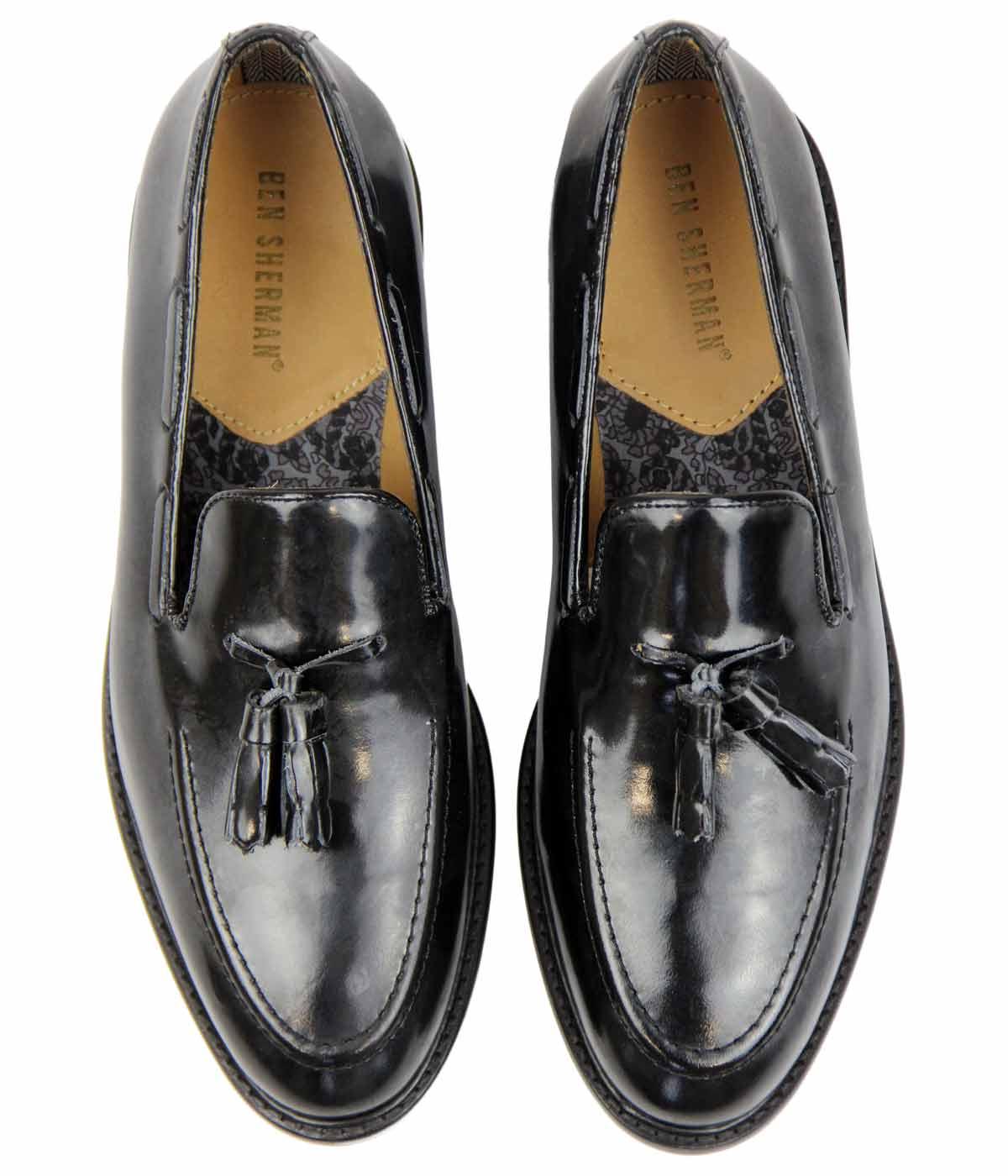 BEN SHERMAN Alfr City Loafers Retro Mod Tassel Loafer Shoes Black