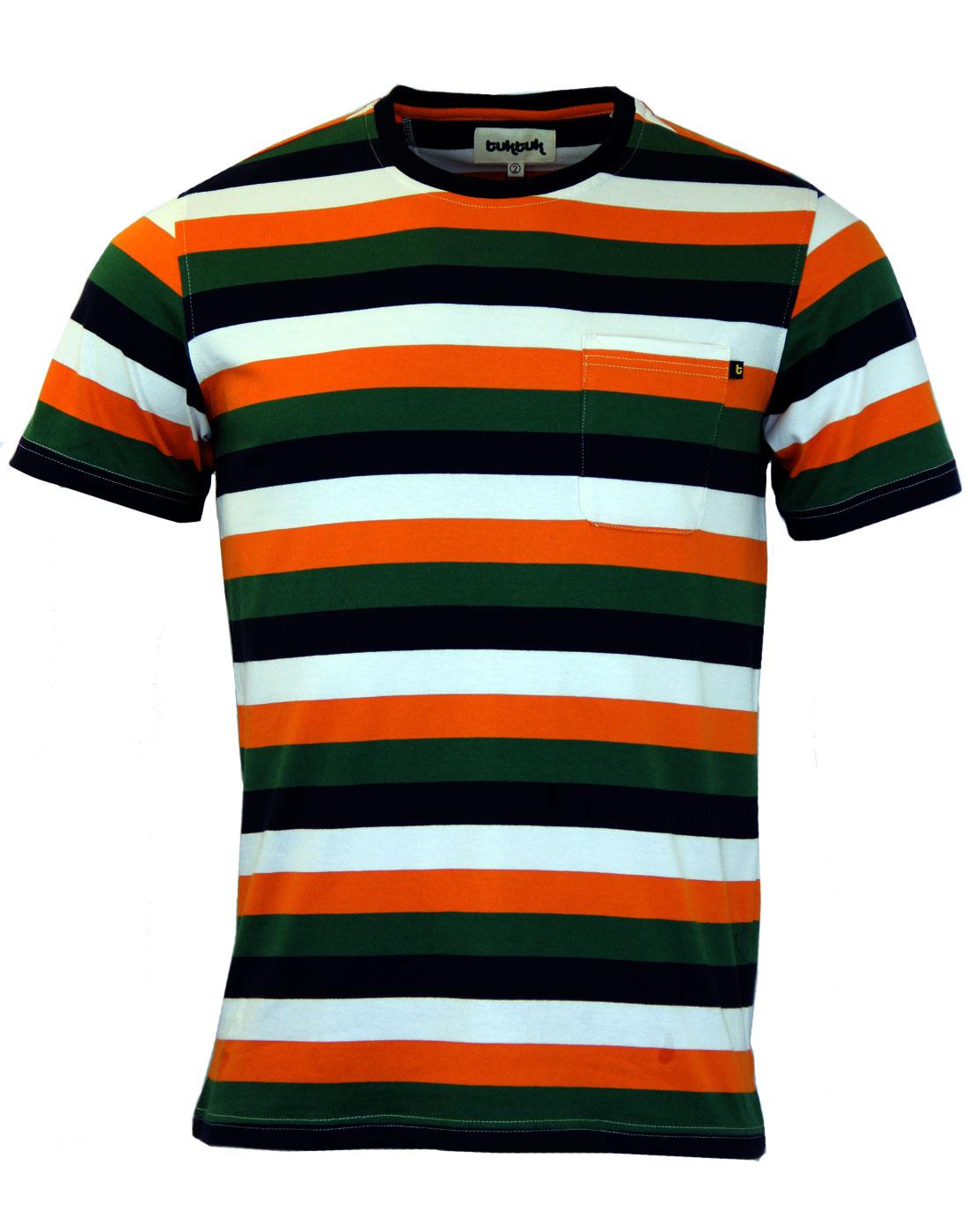 TUKTUK Bold Stripe Retro Mod Pocket T-Shirt (O/G)