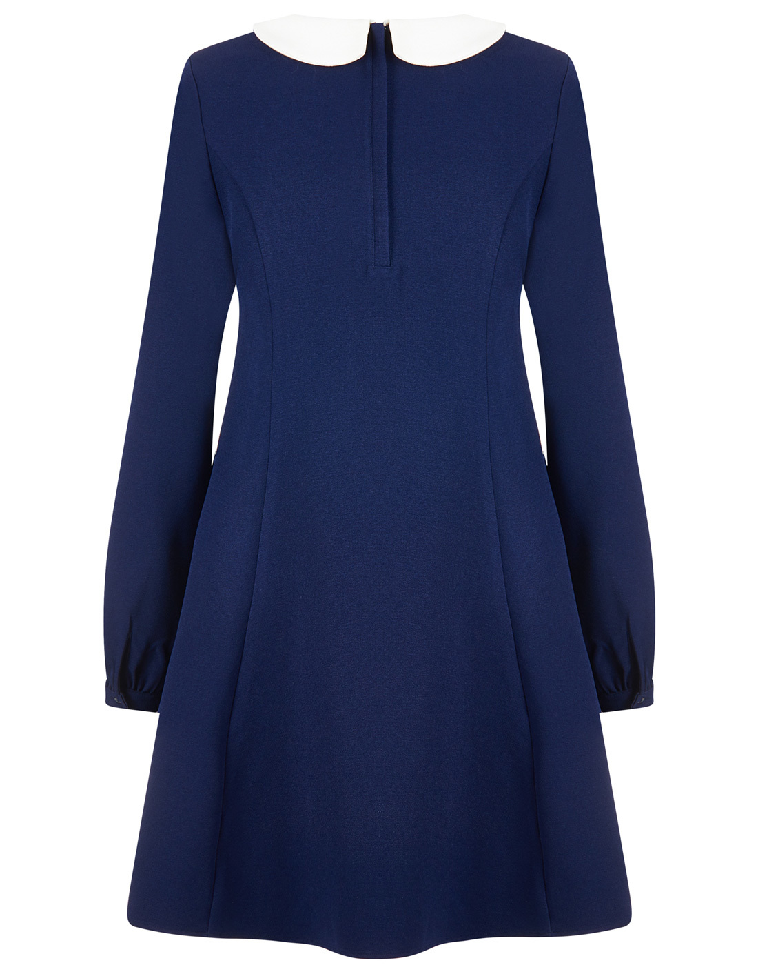 BRIGHT & BEAUTIFUL Nia 1960s Mod Long Sleeve Dress in Navy