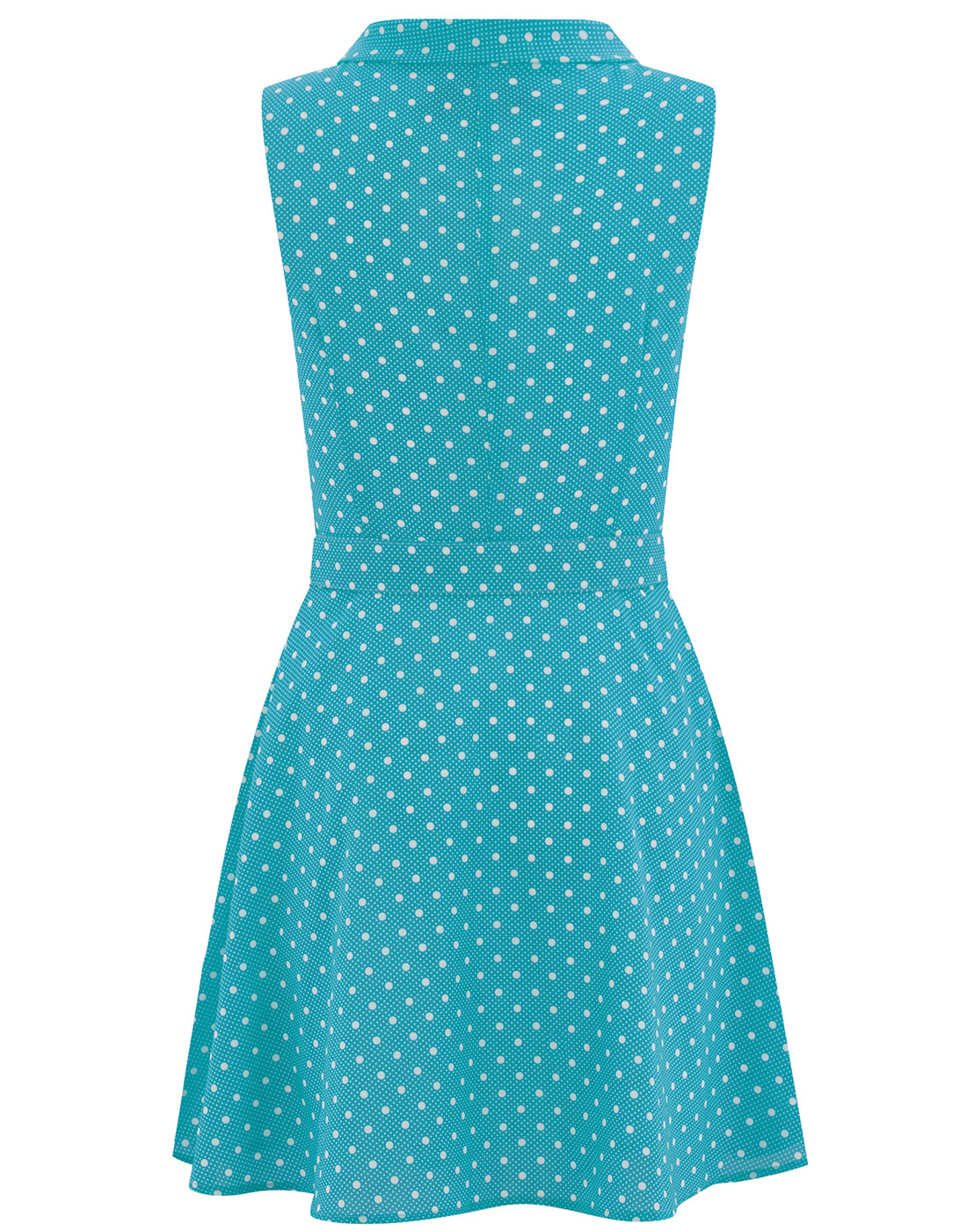 BRIGHT & BEAUTIFUL Ruth 60s Mod Polka Dot Dress in Blue/White