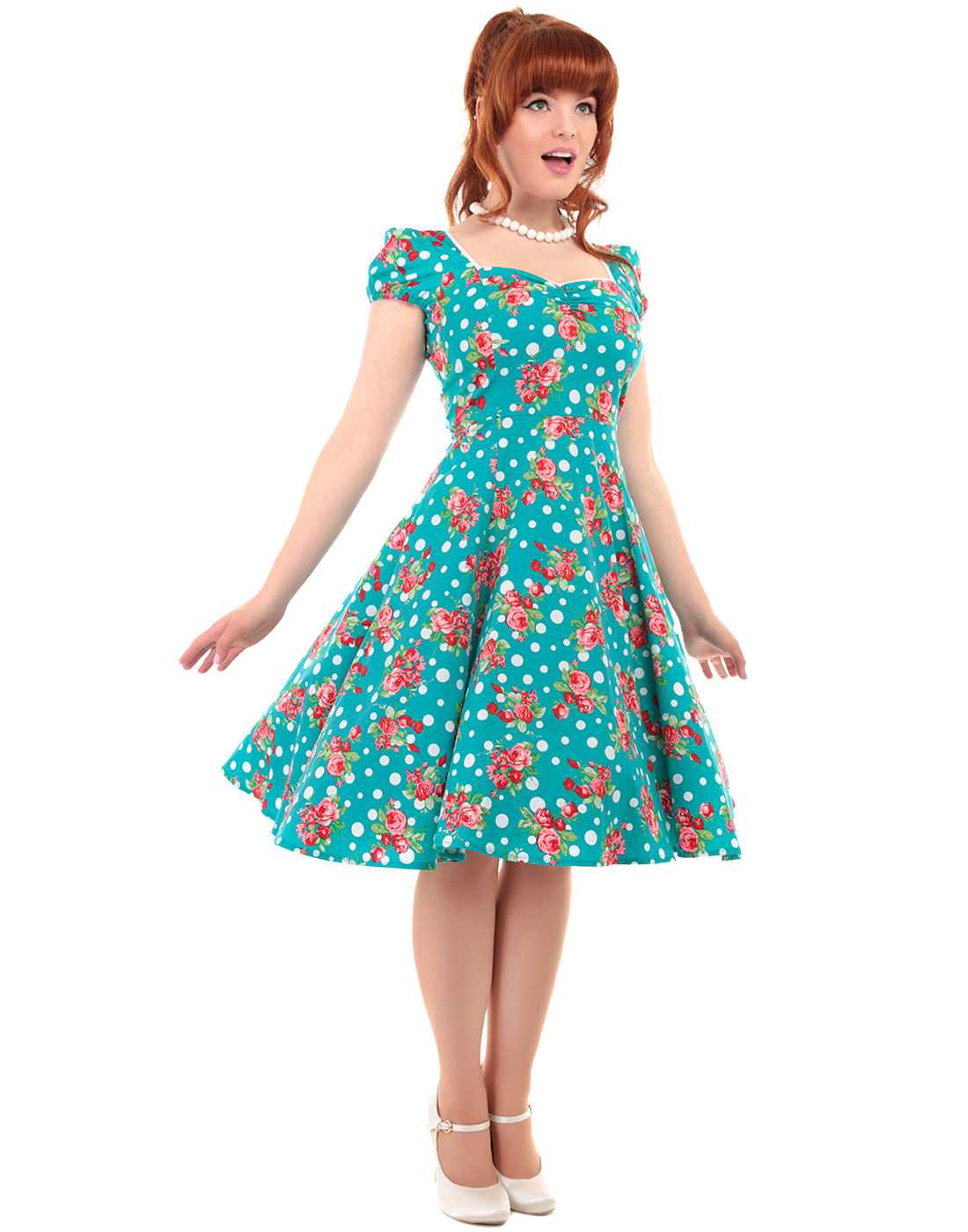 Mimi COLLECTIF Retro Polka Dot Floral Doll Dress