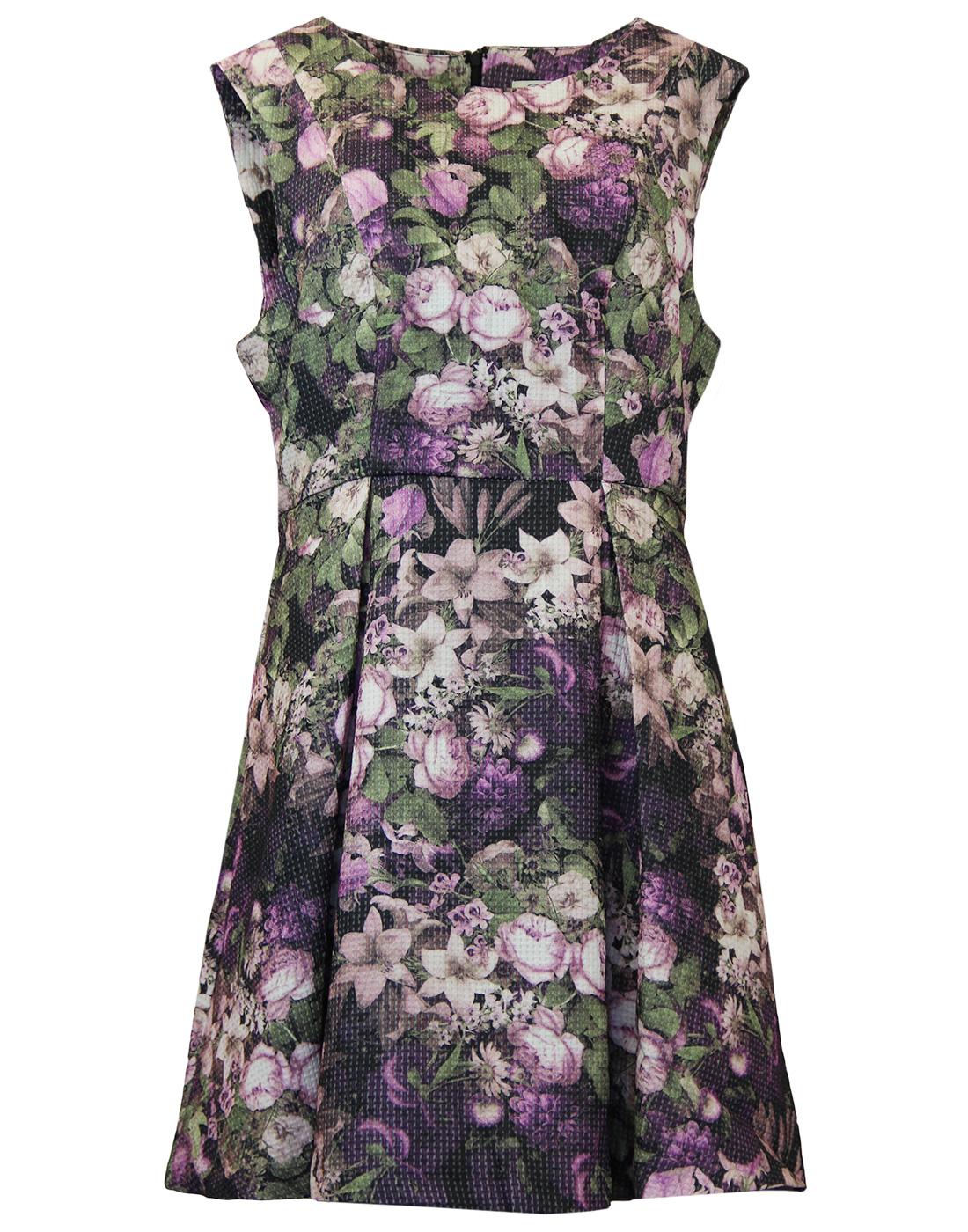 DARLING Sian Vintage Textured Floral Dress in Berry
