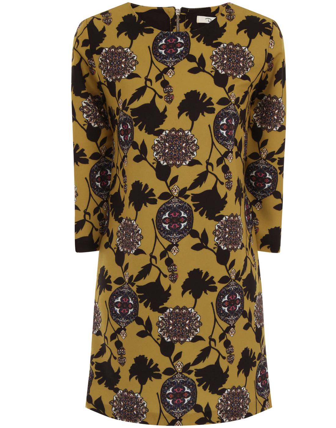 DARLING Tulsi Retro Vintage Womens Floral Tunic Dress in Olive
