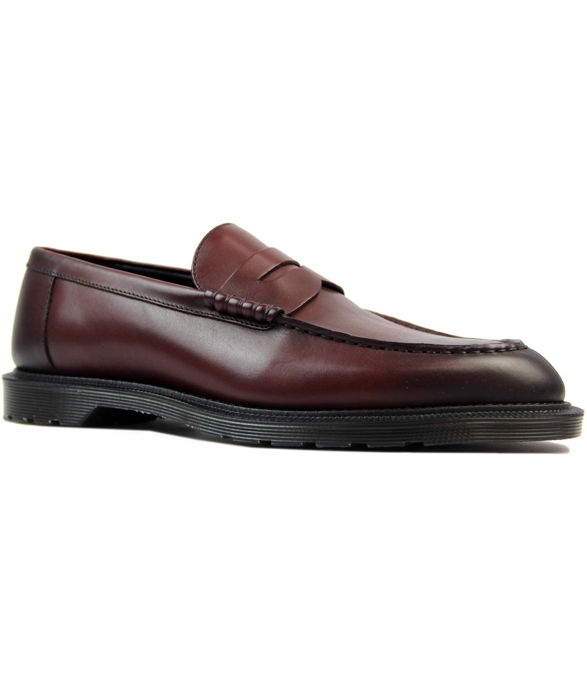 DR MARTENS Henley Penton Retro Leather Bar Loafers in Cherry