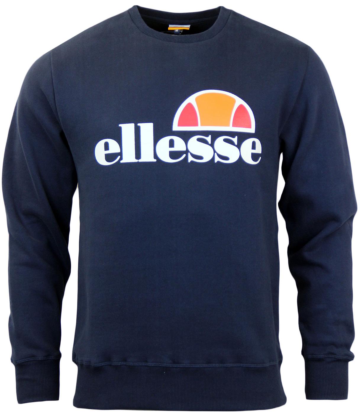 ELLESSE Montone Retro Indie Crew Neck Logo Sweater in Dress Blue