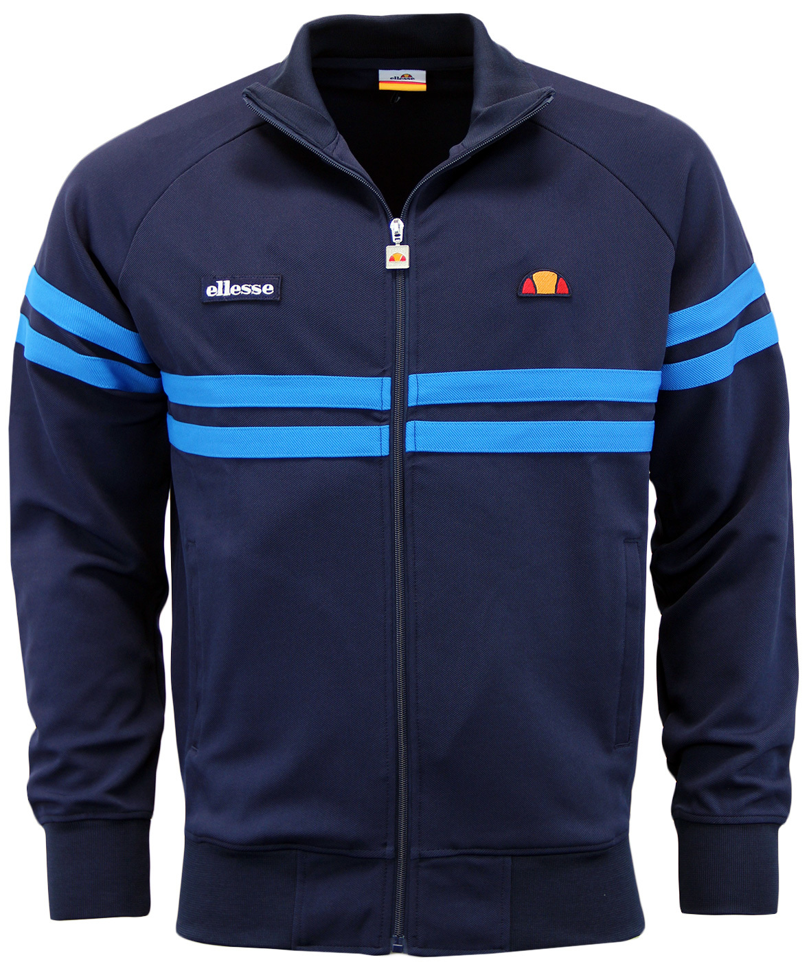 ELLESSE Rimini Retro 1980s Chest Stripe Track Top French Blue