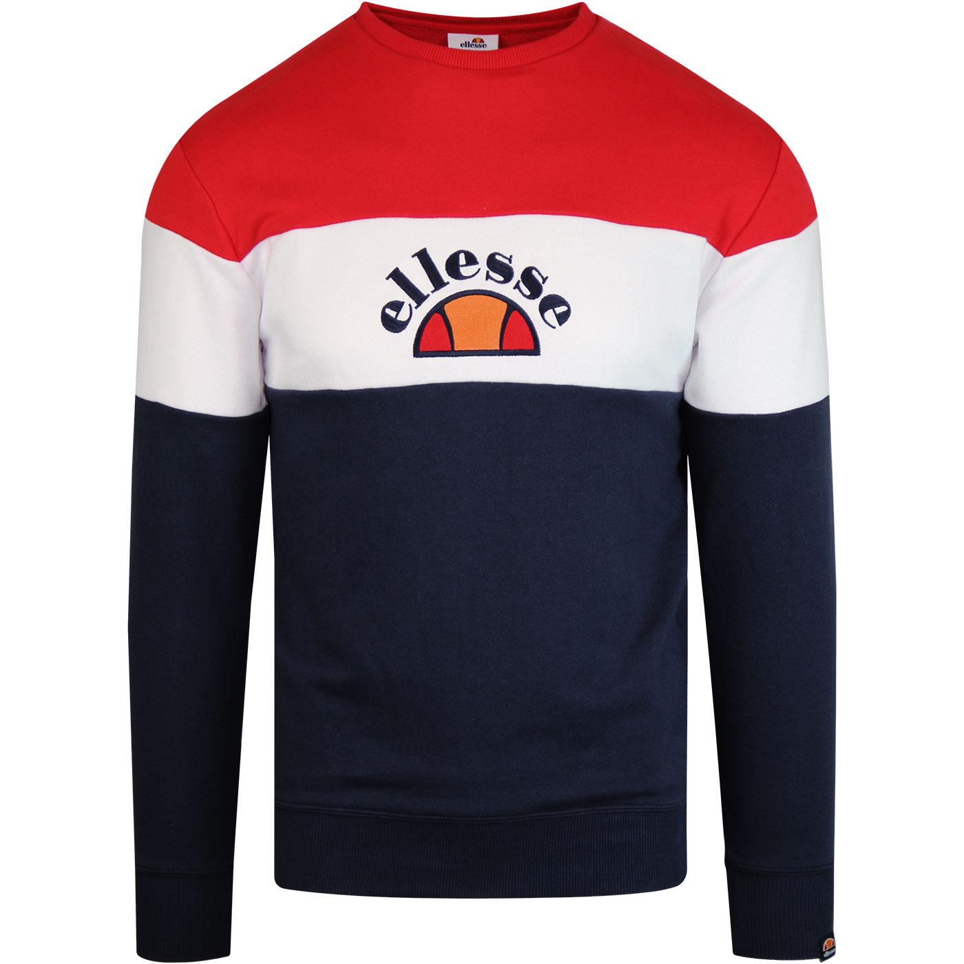 ELLESSE Oriveto Retro 1980s Colour Block Sweatshirt in Navy