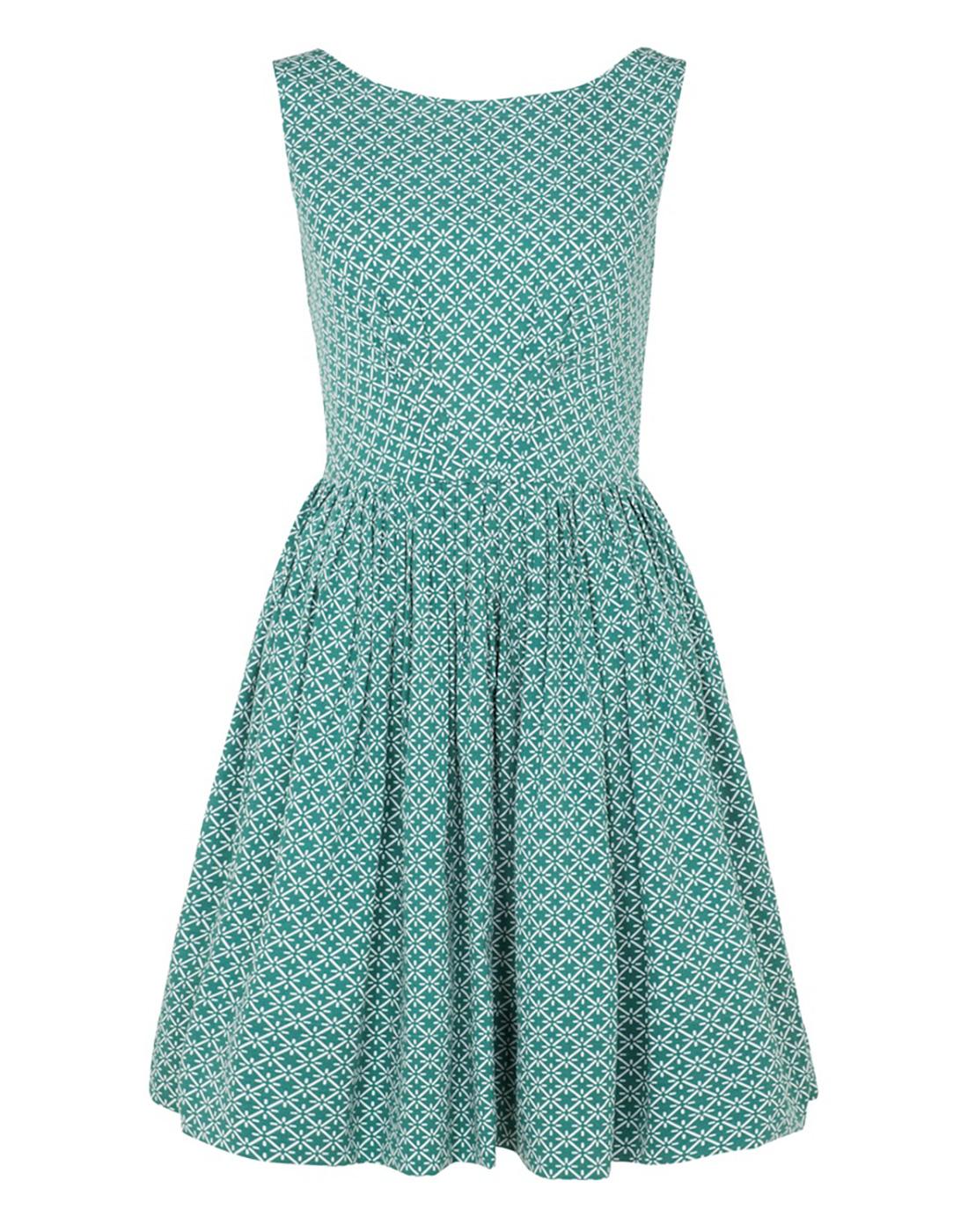 EMILY AND FIN Abigail Retro 50s Mosaic Print Dress in Mint