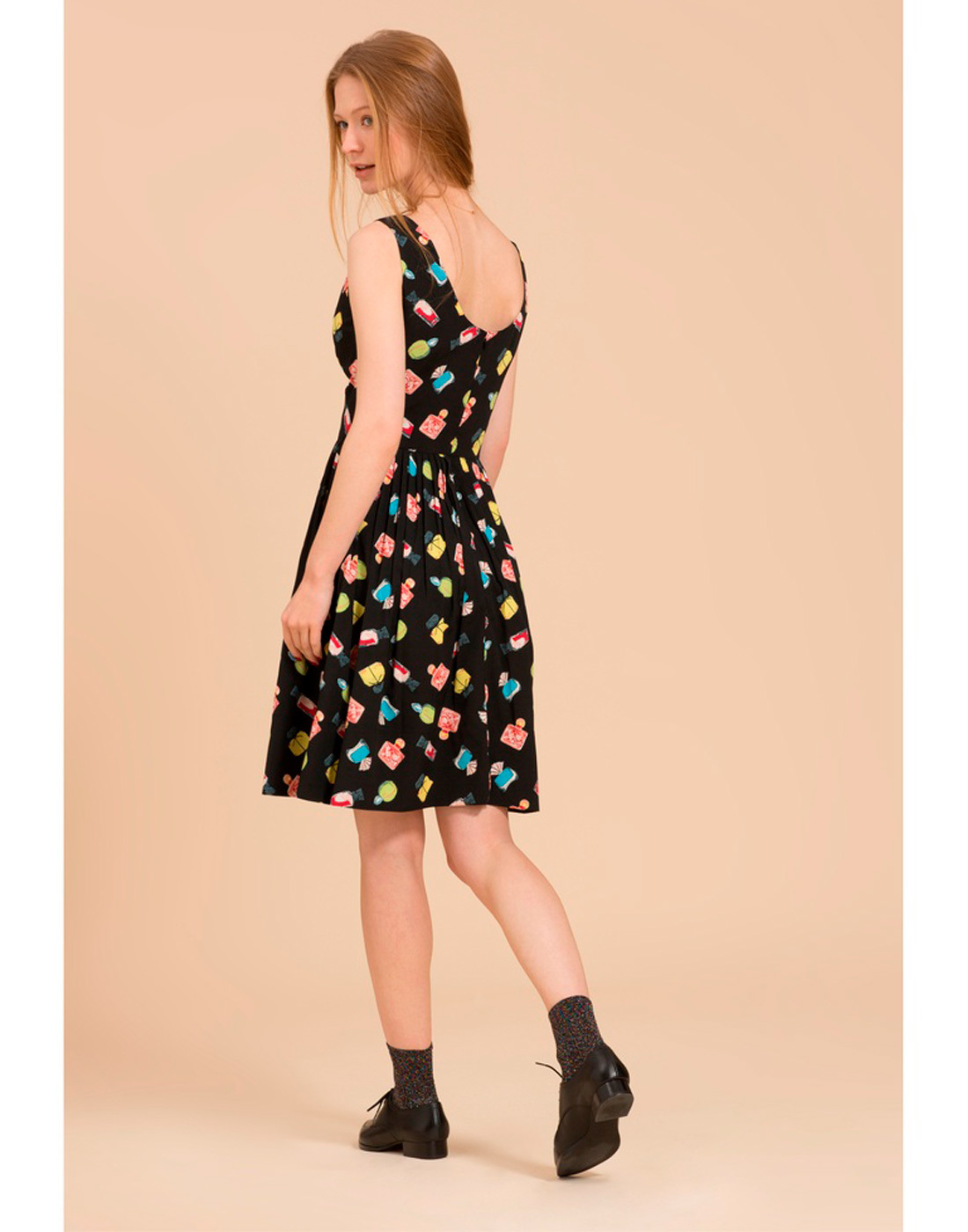 EMILY AND FIN Abigail Womens Retro 1950s Perfume Dress in Black