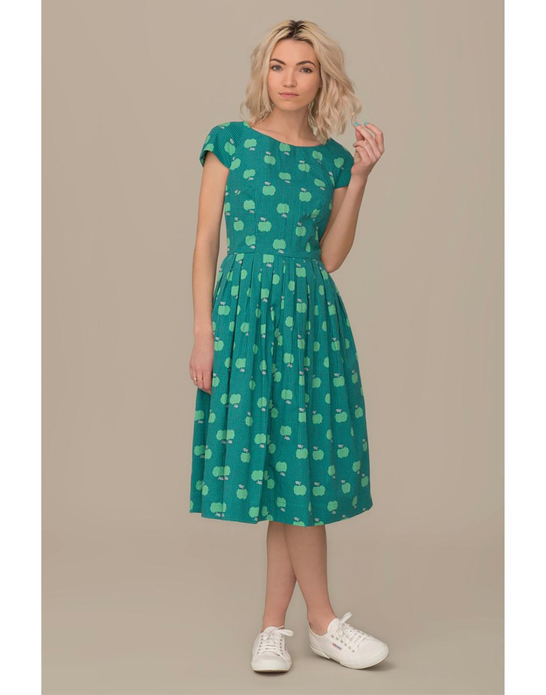 EMILY AND FIN Claudia Retro 50s Apple Dot Dress in Green