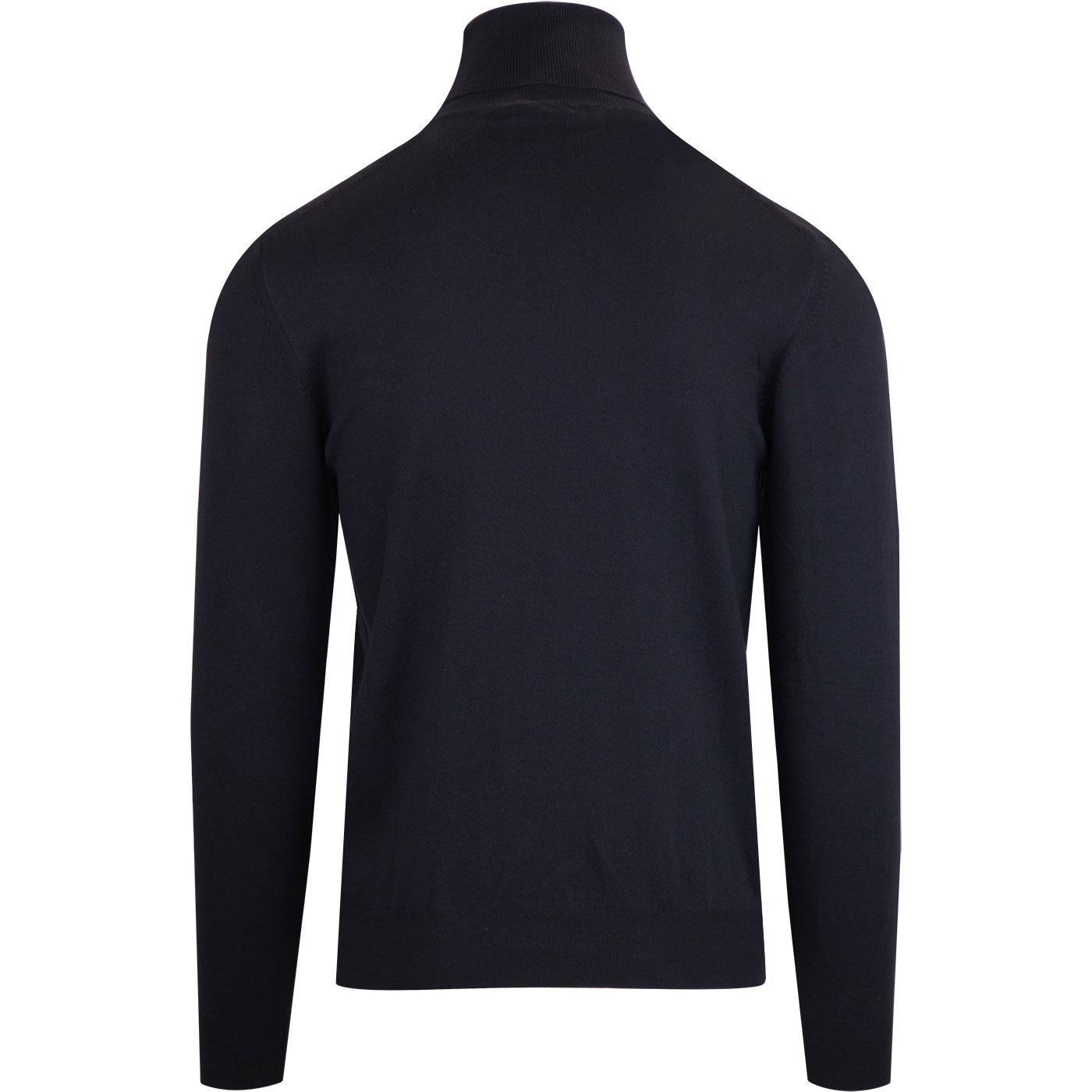 FRENCH CONNECTION 60s Mod Roll Neck Knitted Jumper in Navy
