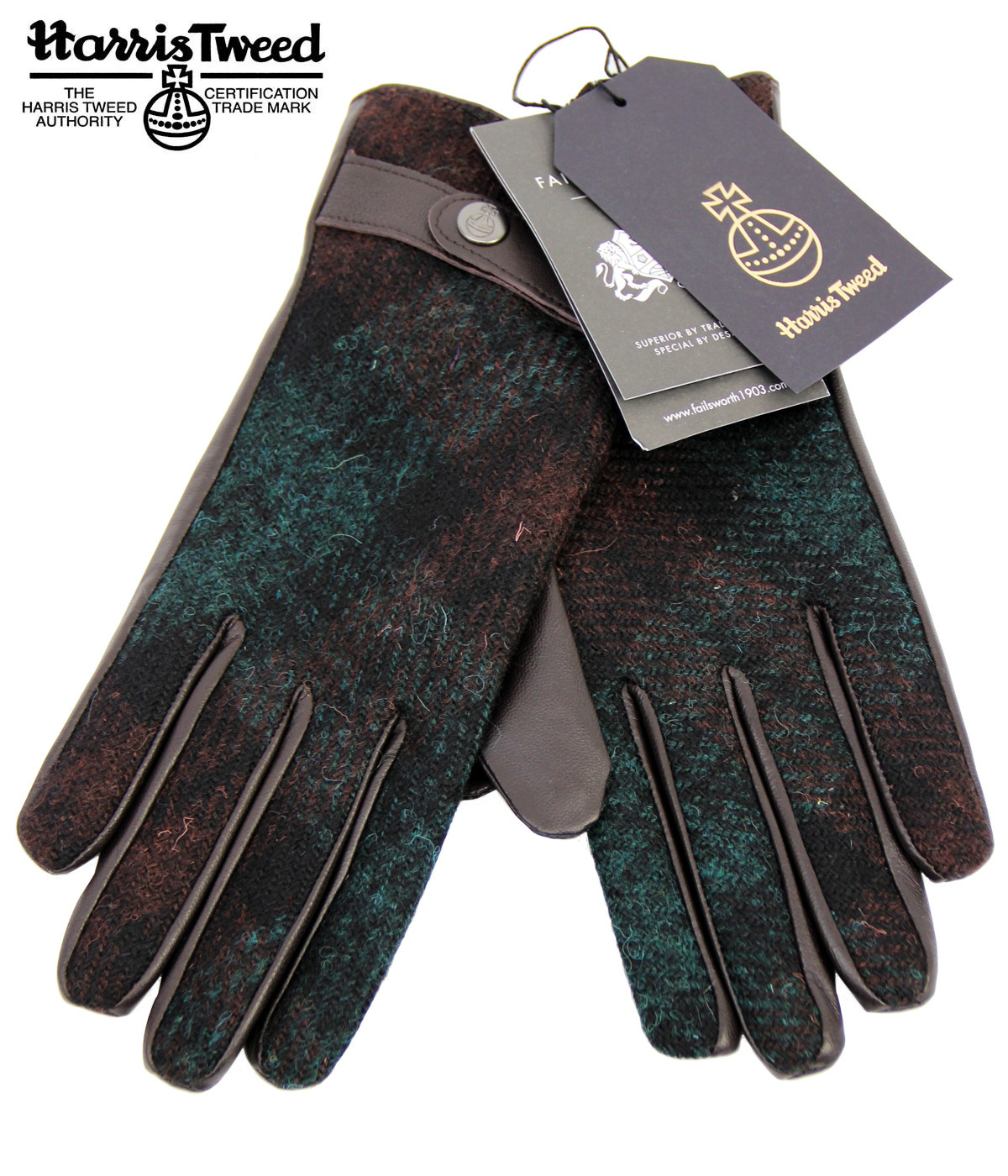 FAILSWORTH Harris Tweed & Leather Womens Gloves