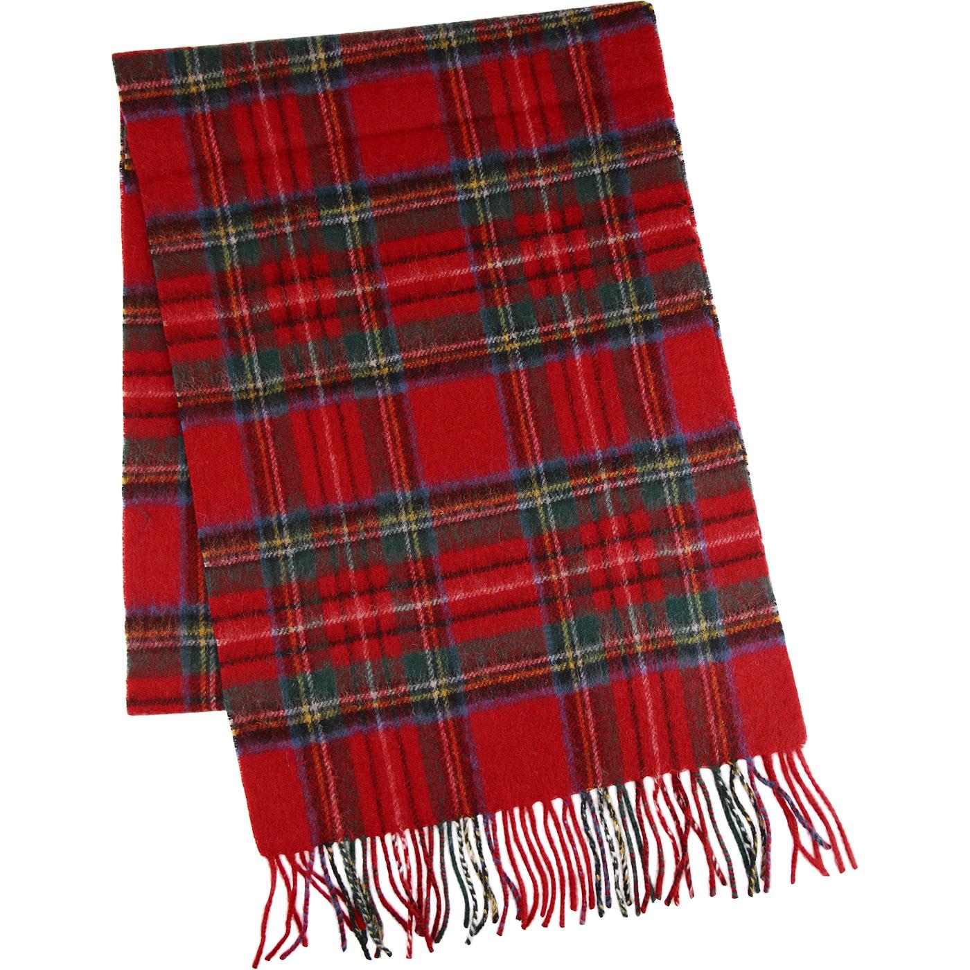 FAILSWORTH Lambswool Royal Tartan Check Scarf in Red