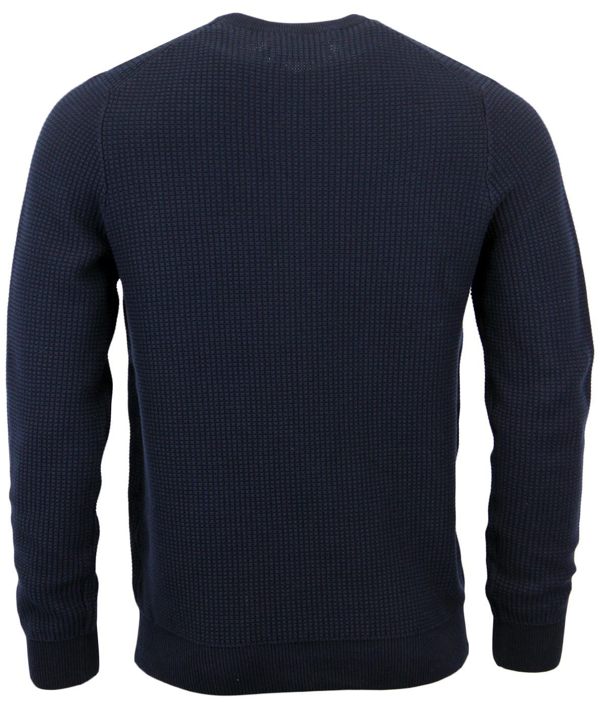 FARAH 1920 Anton Retro Mod Cotton Waffle Knit Jumper Dark Navy