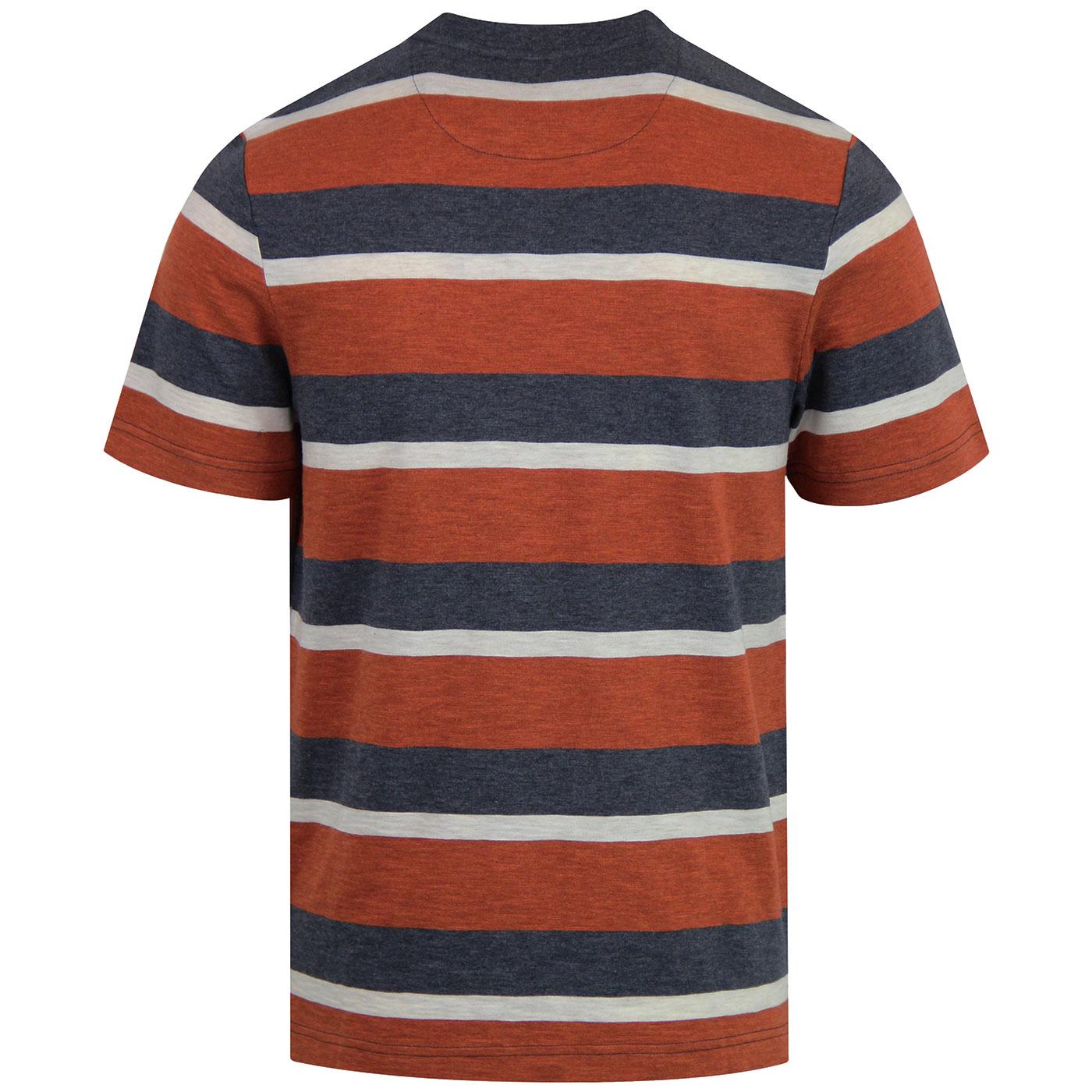 FARAH Men's Retro Mod Celtic Stripe T-shirt in Rust Marl