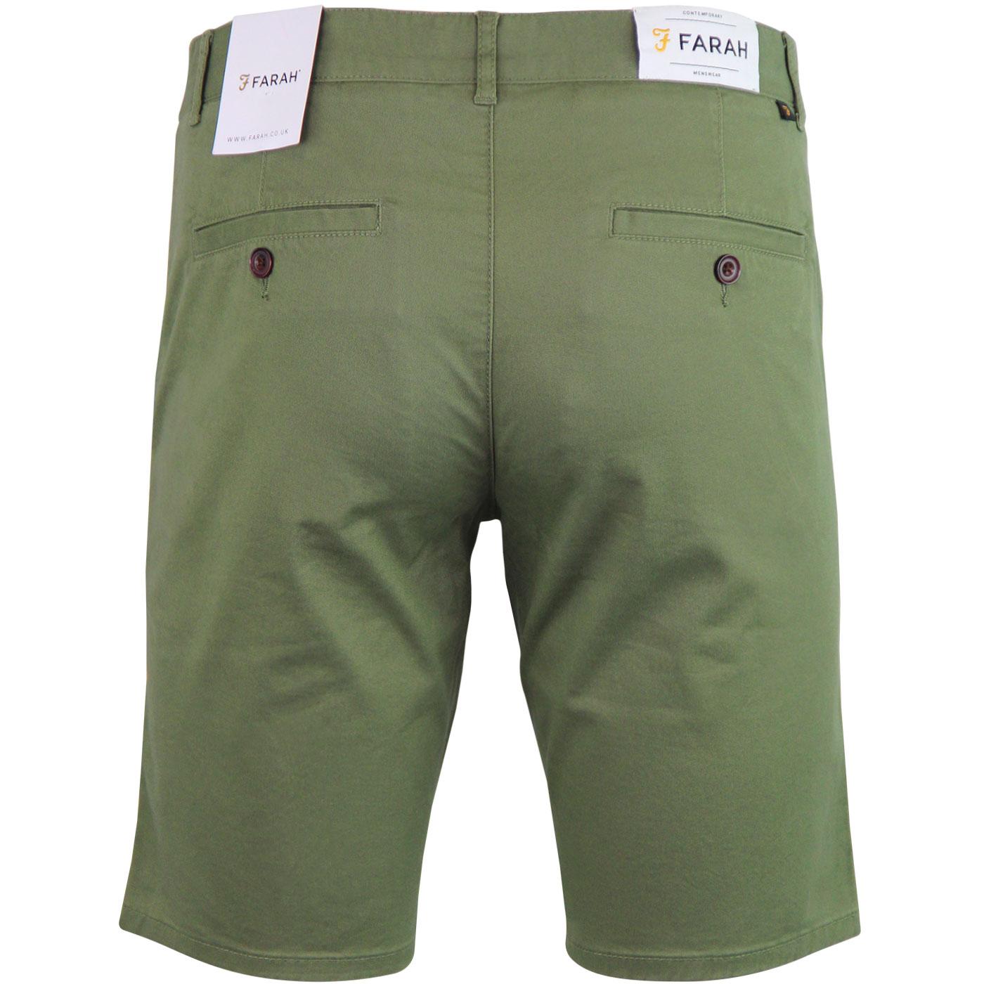 FARAH Hawk Men's Retro Cotton Twill Chino Shorts in Green